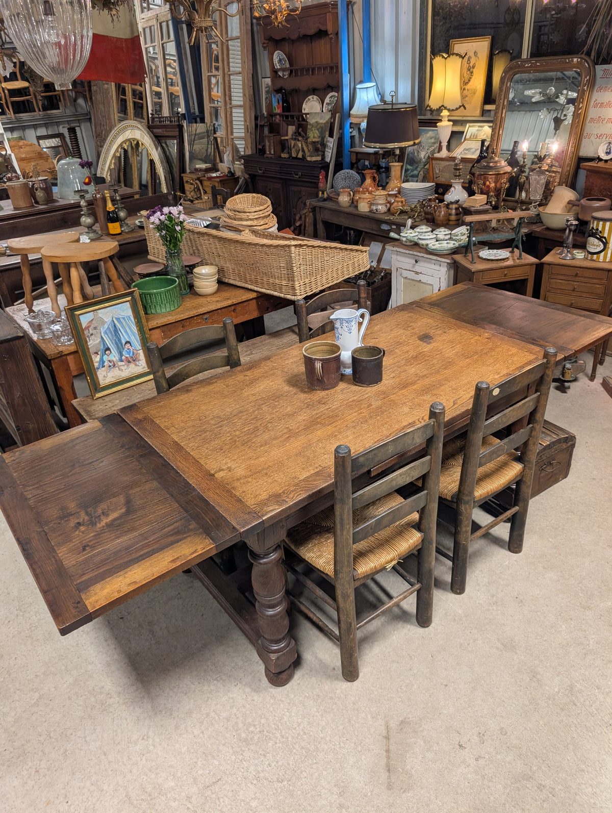 Rustic Oak farm table with extensions