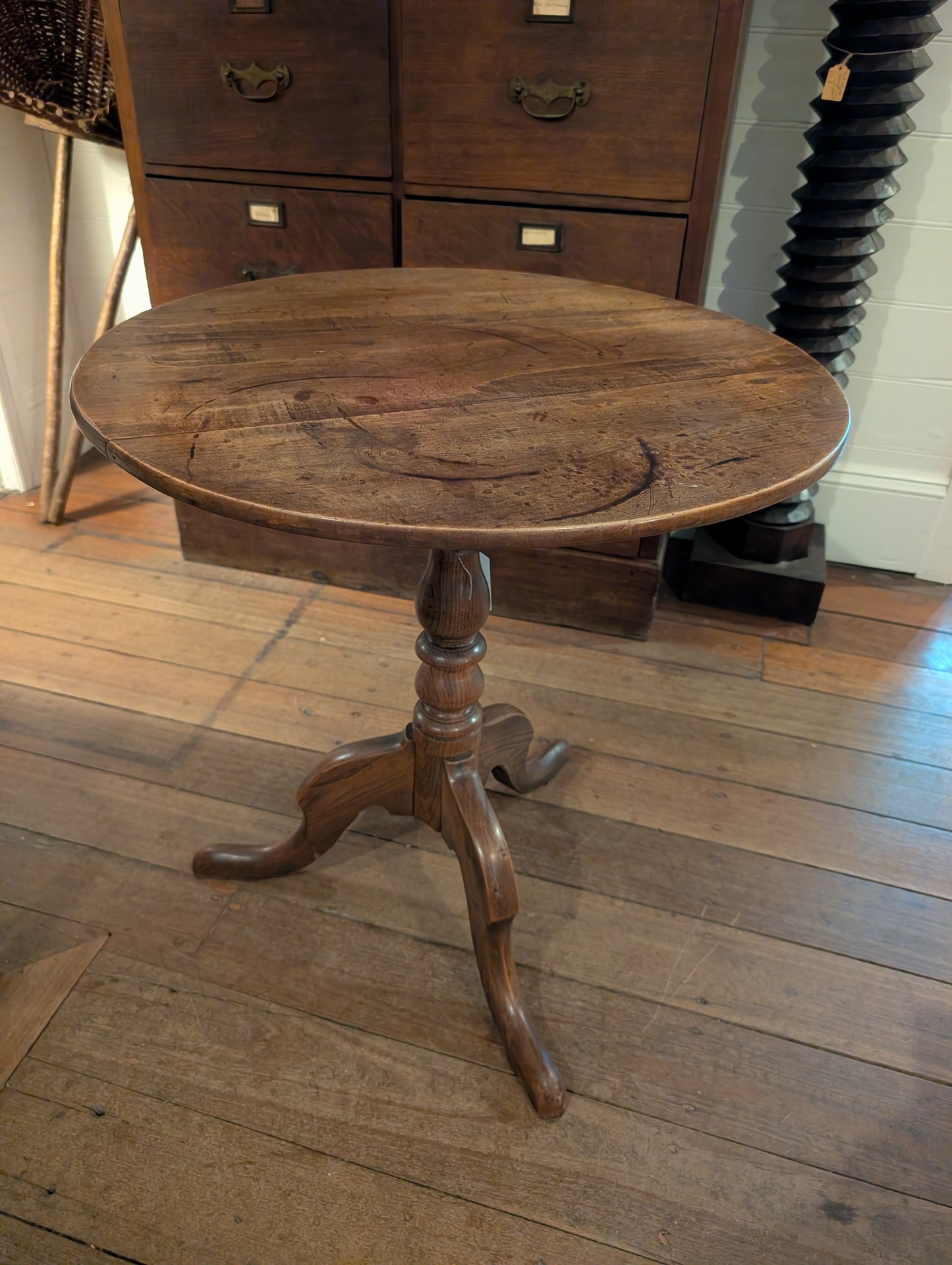 C19th French provincial cherrywood tilt-top wine table