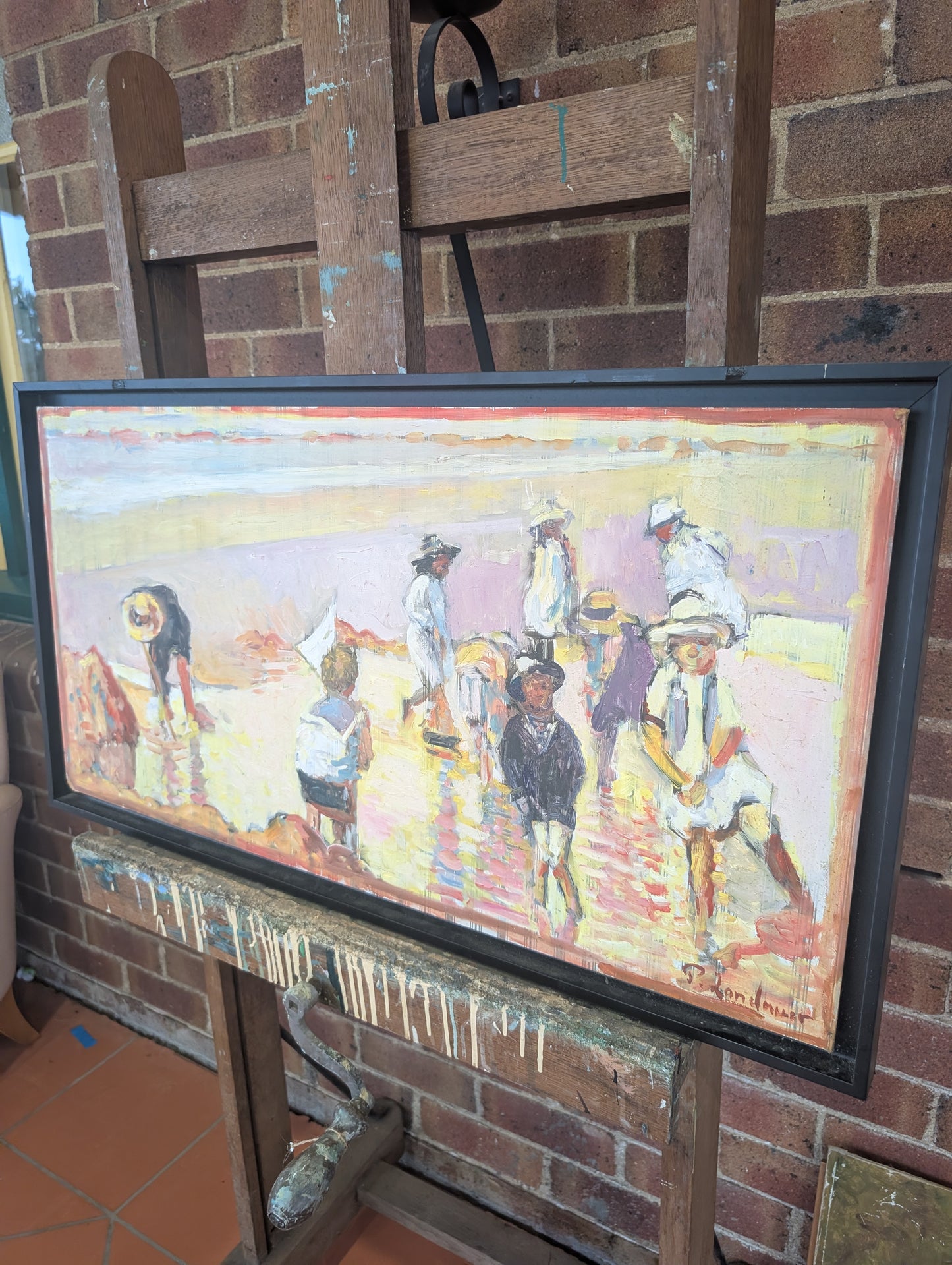 Children on the Beach (Enfants sur la plage) by Patrice Landauer, Oil on Board