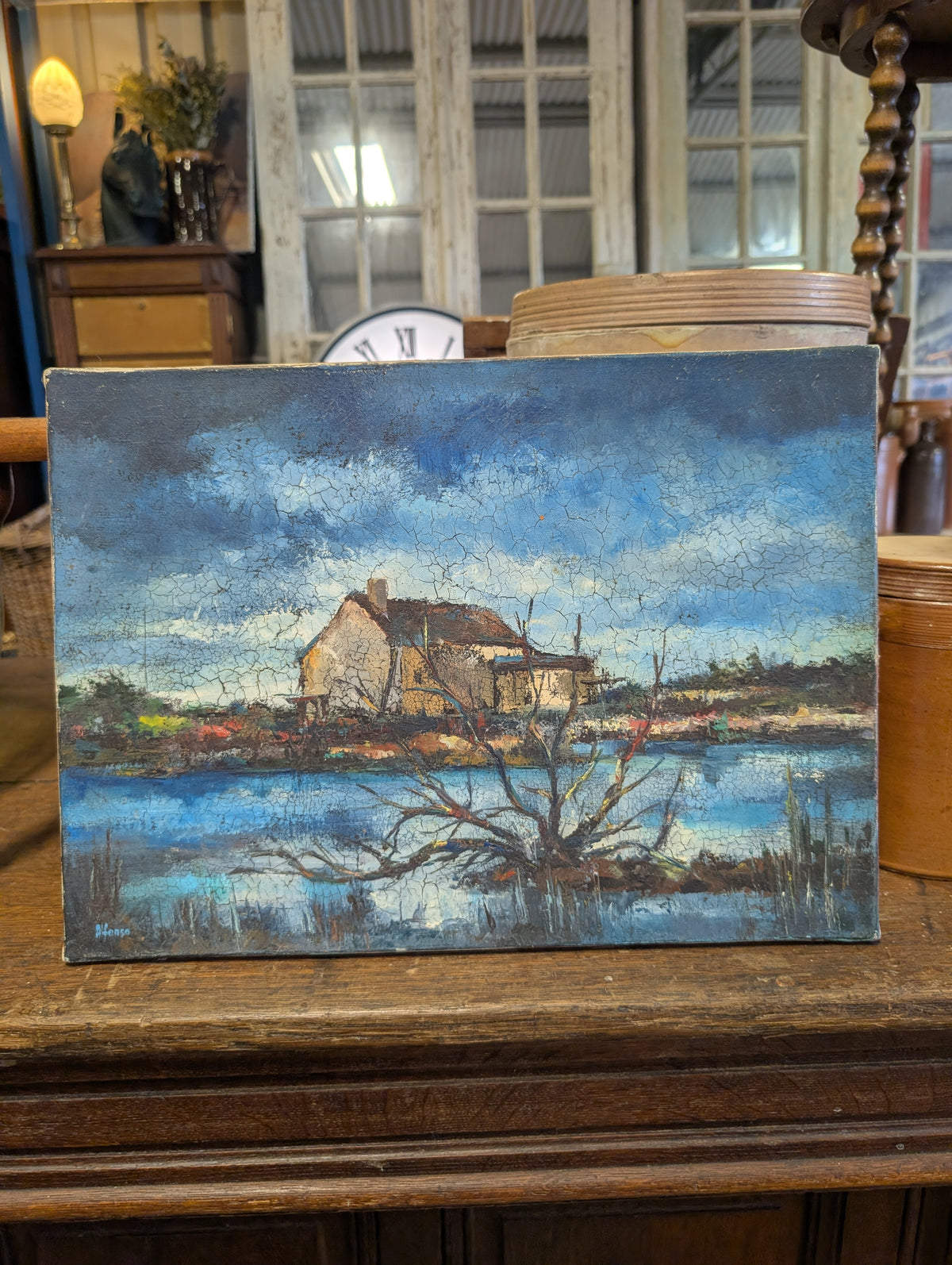 Mid-Century Modern Impressionist Landscape Oil Painting - Signed "Alfonso"