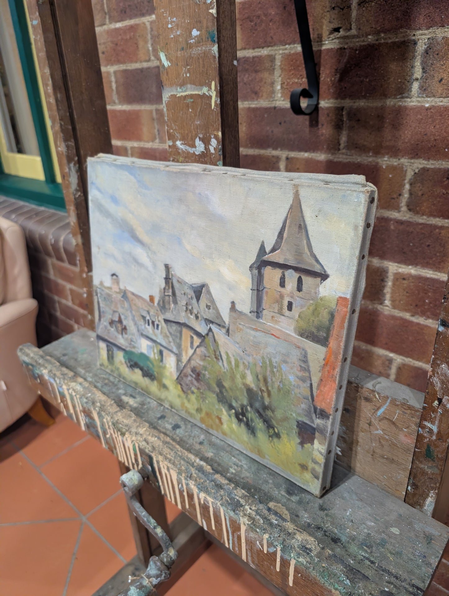 French Village Landscape - oil en canvas - early CXXth Porcheron