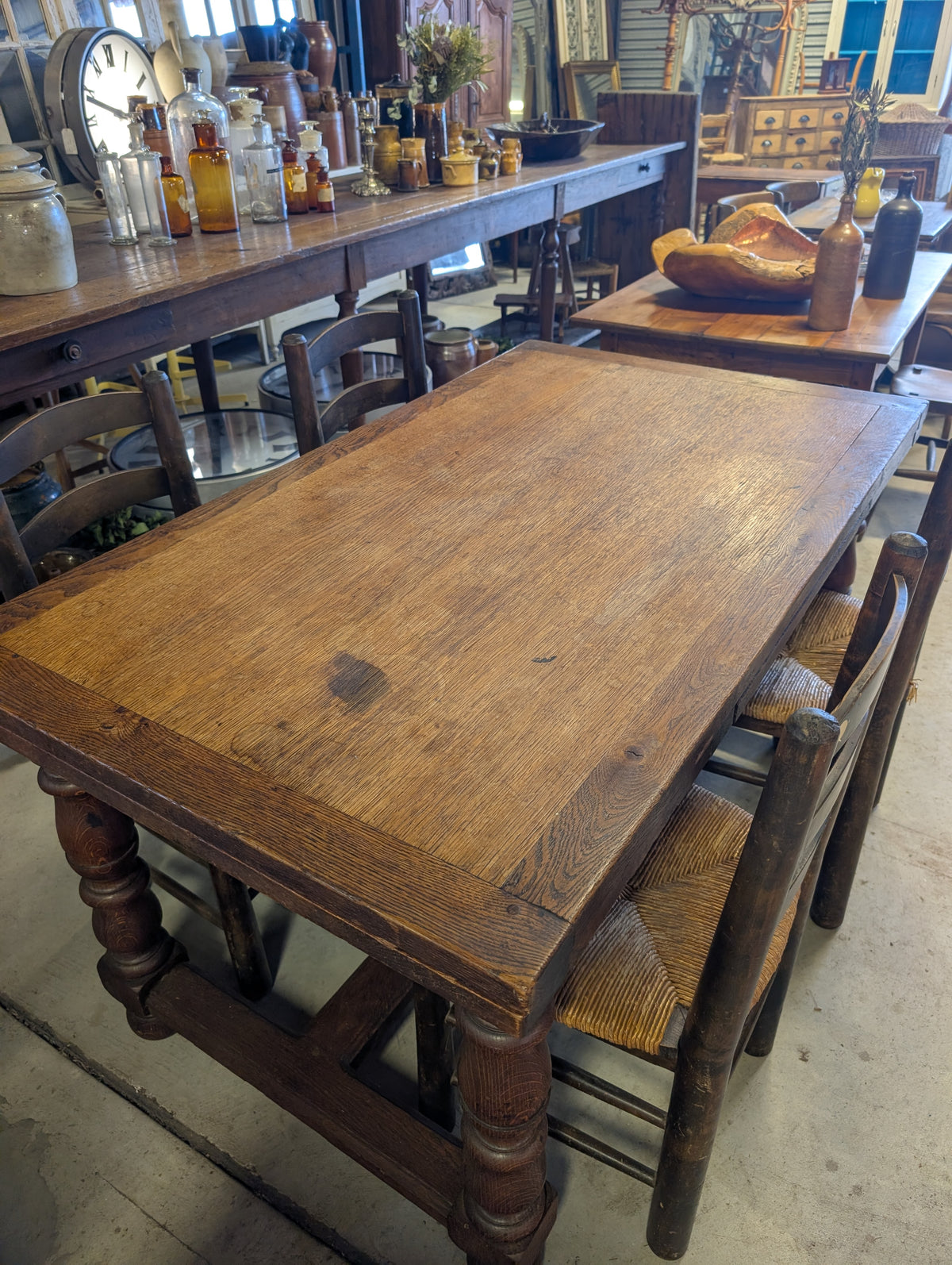 Rustic Oak farm table with extensions