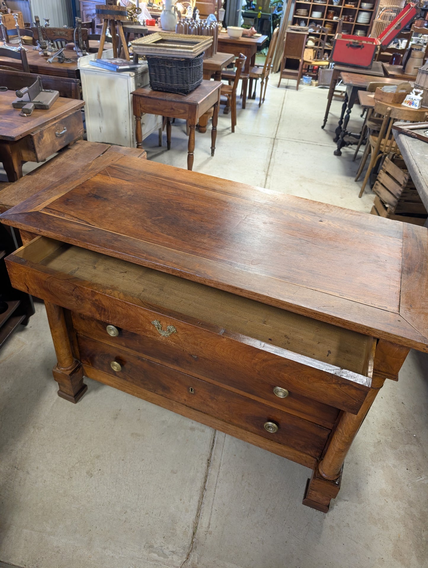C19th walnut empire style commode.