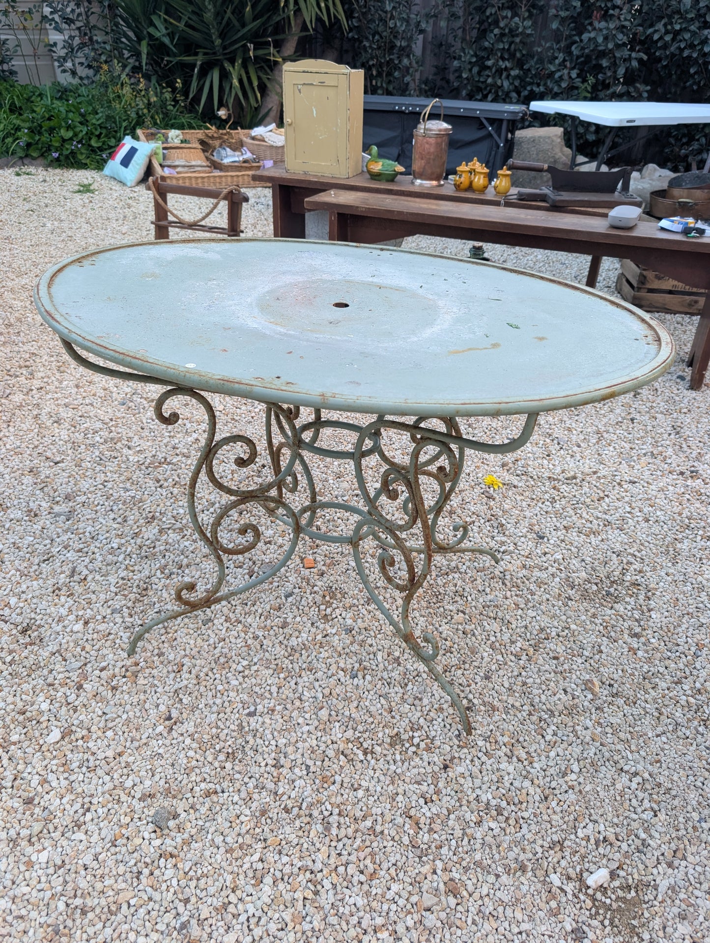 French wrought iron garden table