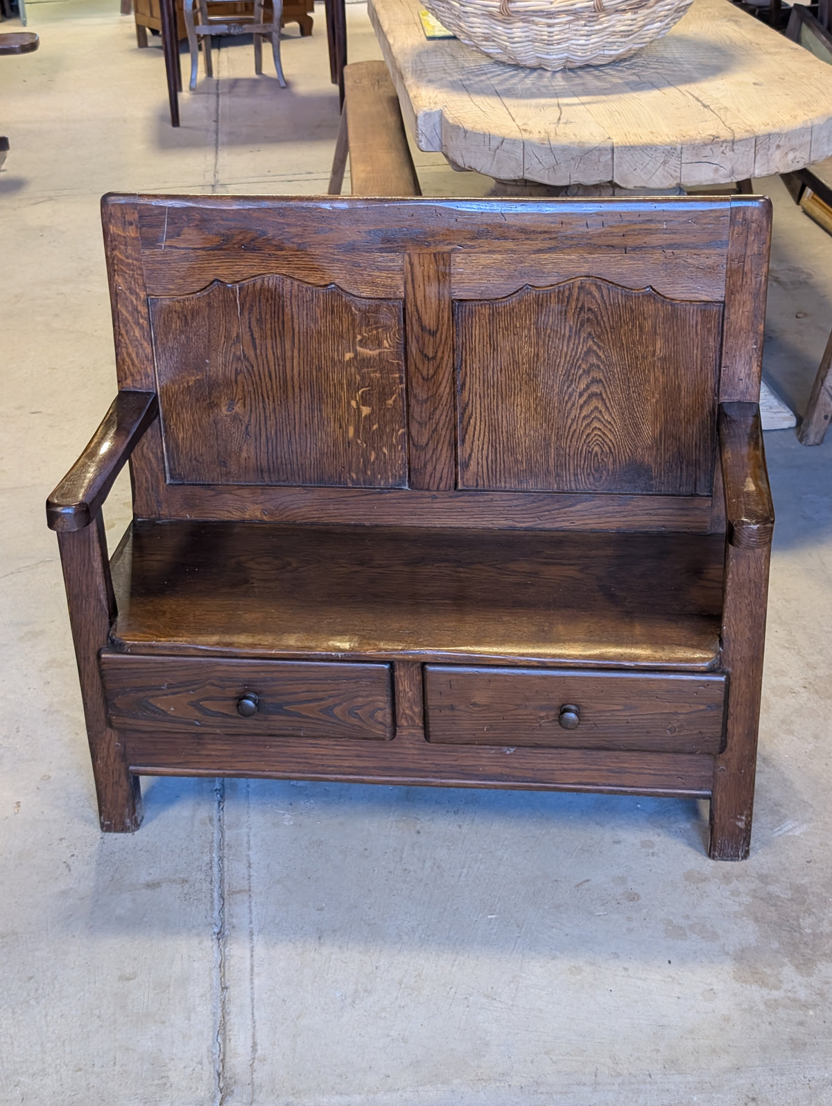 C19th French Provincial Oak Storage Bench / Hall Bench from Normandy