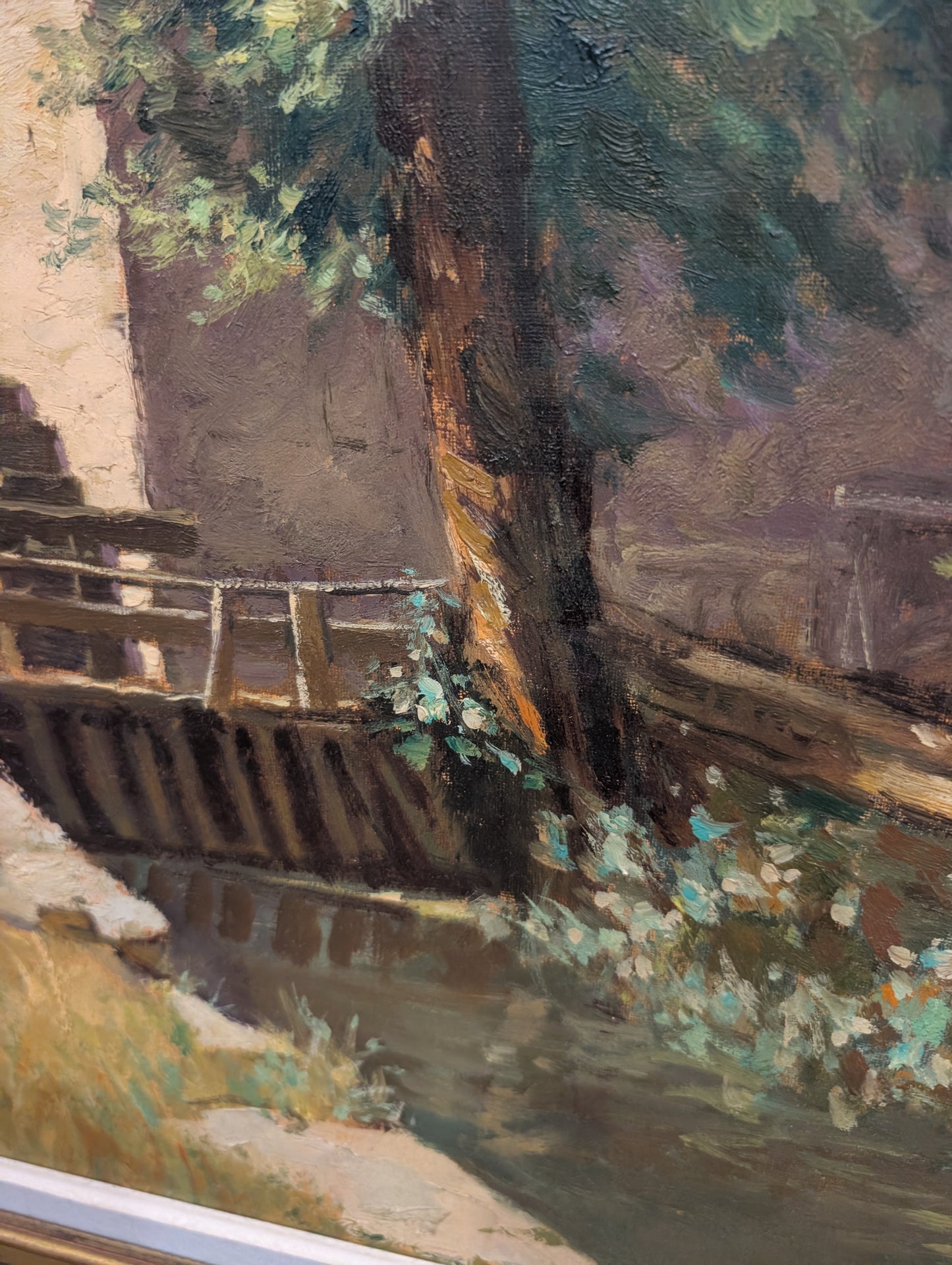 Antique Mid-Century French Impressionist Oil Painting – "The Watermill" by Marc Rebierre (c. 1970s)