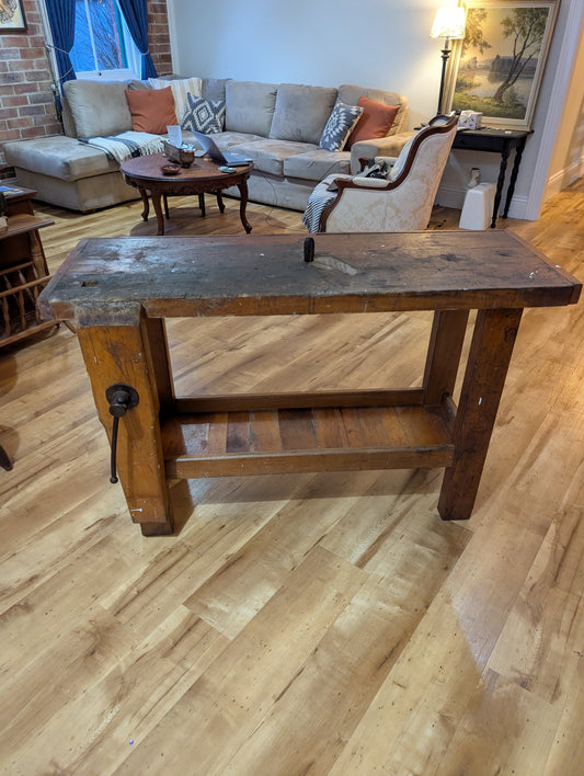 Vintage French carpenter's workbench - Console