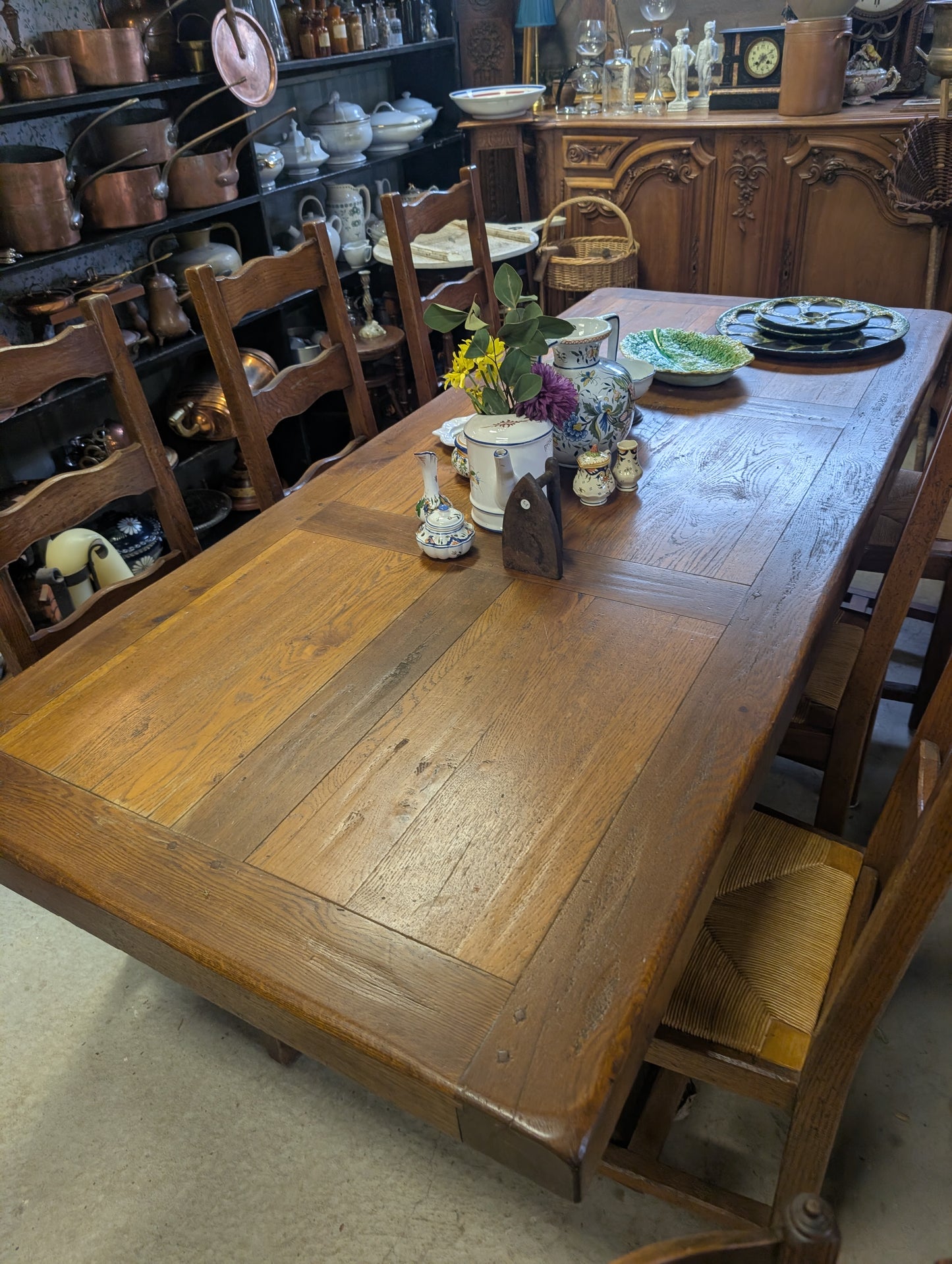 Rustic farmhouse dining set 6 chairs