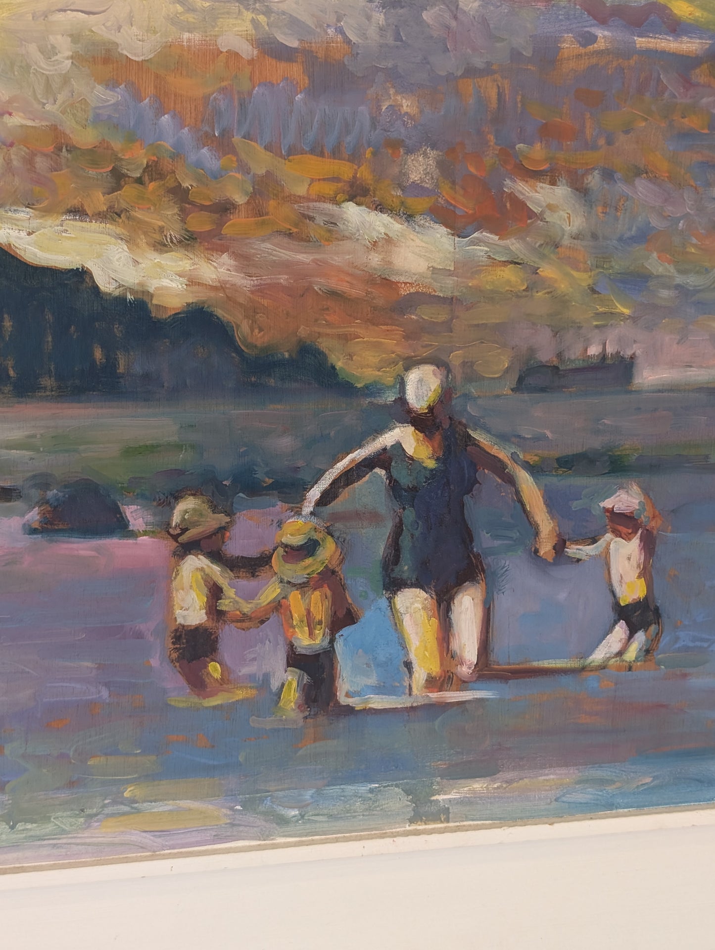 Bathers at Sunset (Les Baigneurs ) by Patrice Landauer - oil on board -