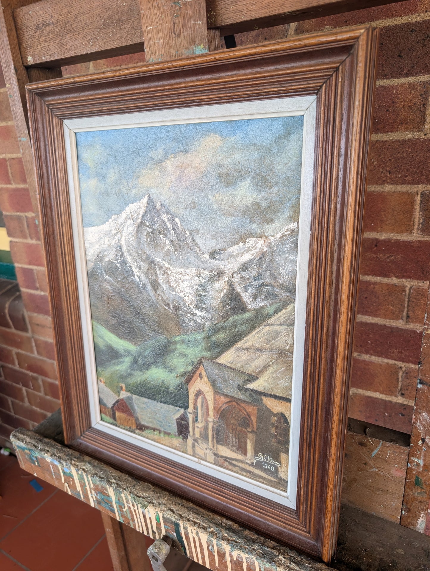 French Alpine Oil Painting – "La Meije" by G. Chéron 1960
