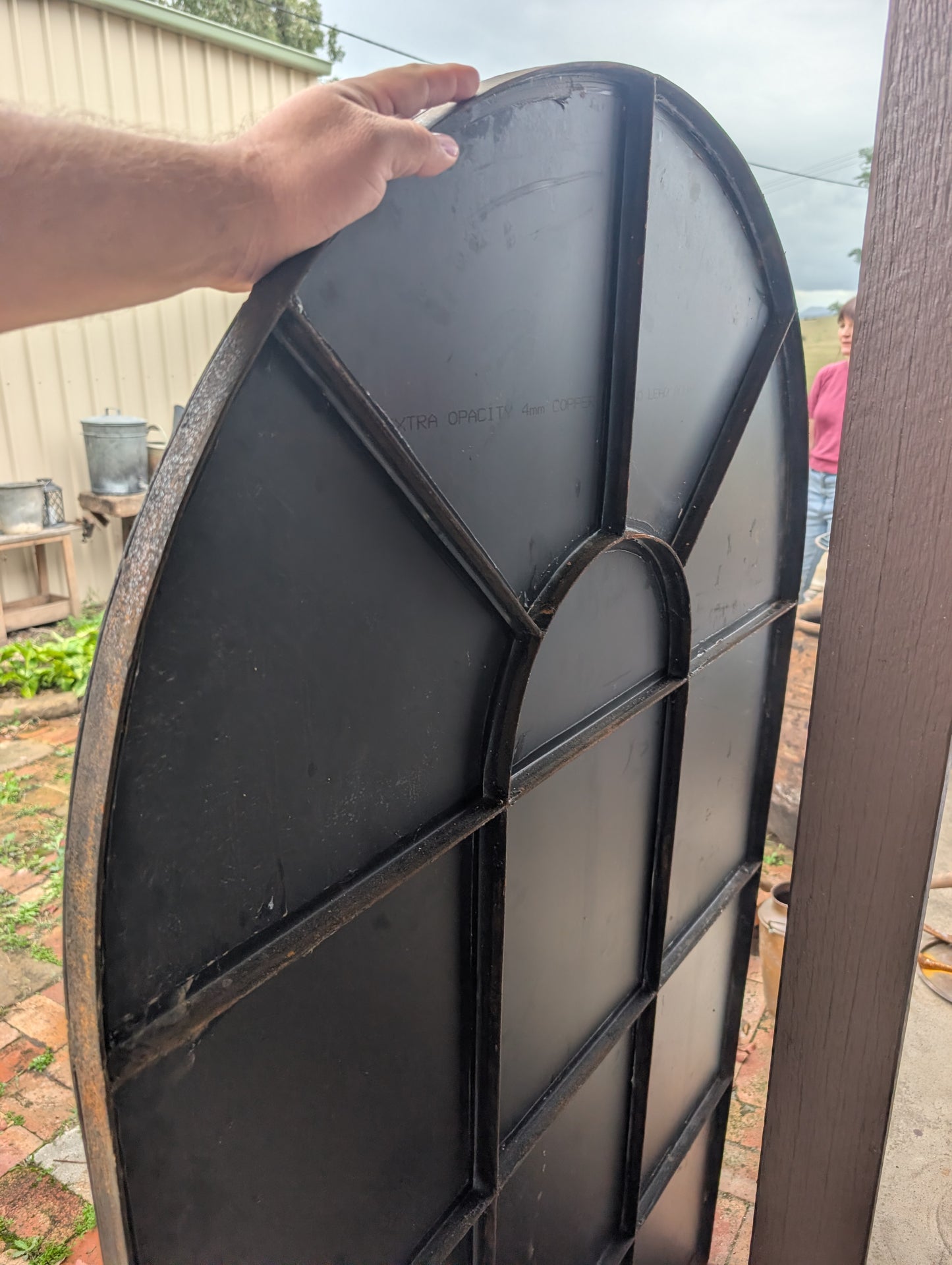 French style arched top wrought iron framed mirror (170 x 100cm)
