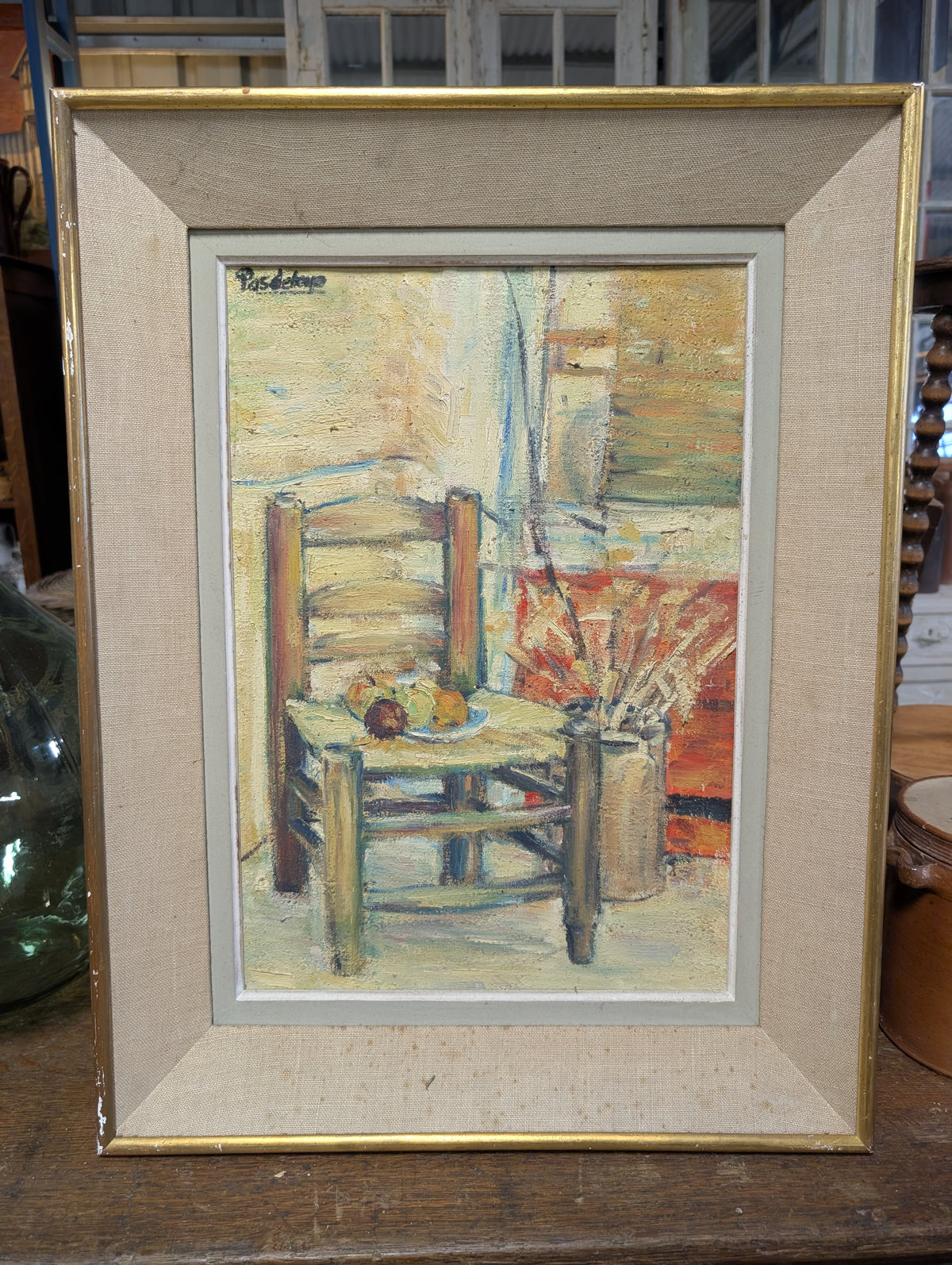 Mid-Century French Impressionist Still Life Oil Painting by Pasdeloup