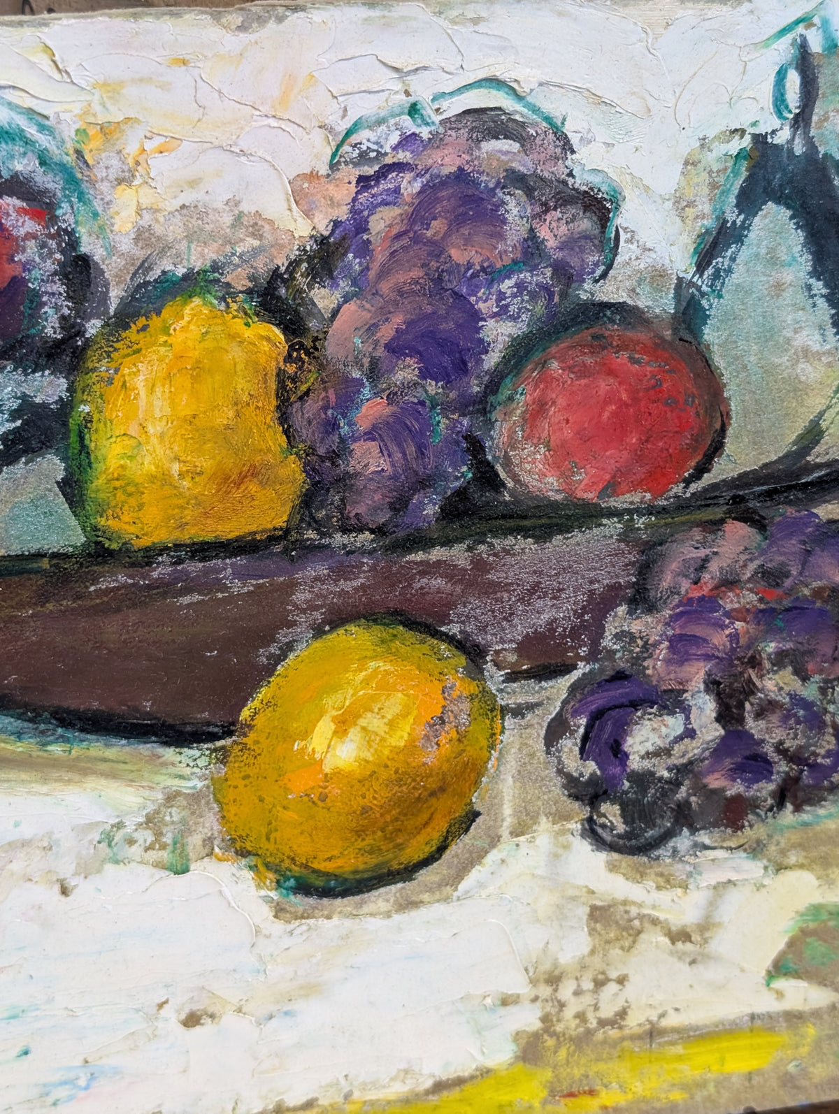 Vibrant colourful still-life on board