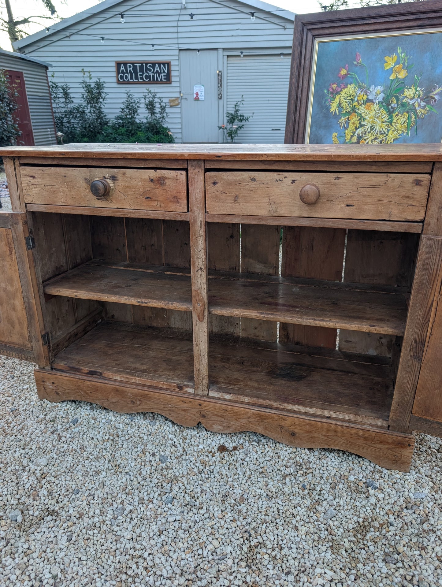 Rustic pine two-door cabinet