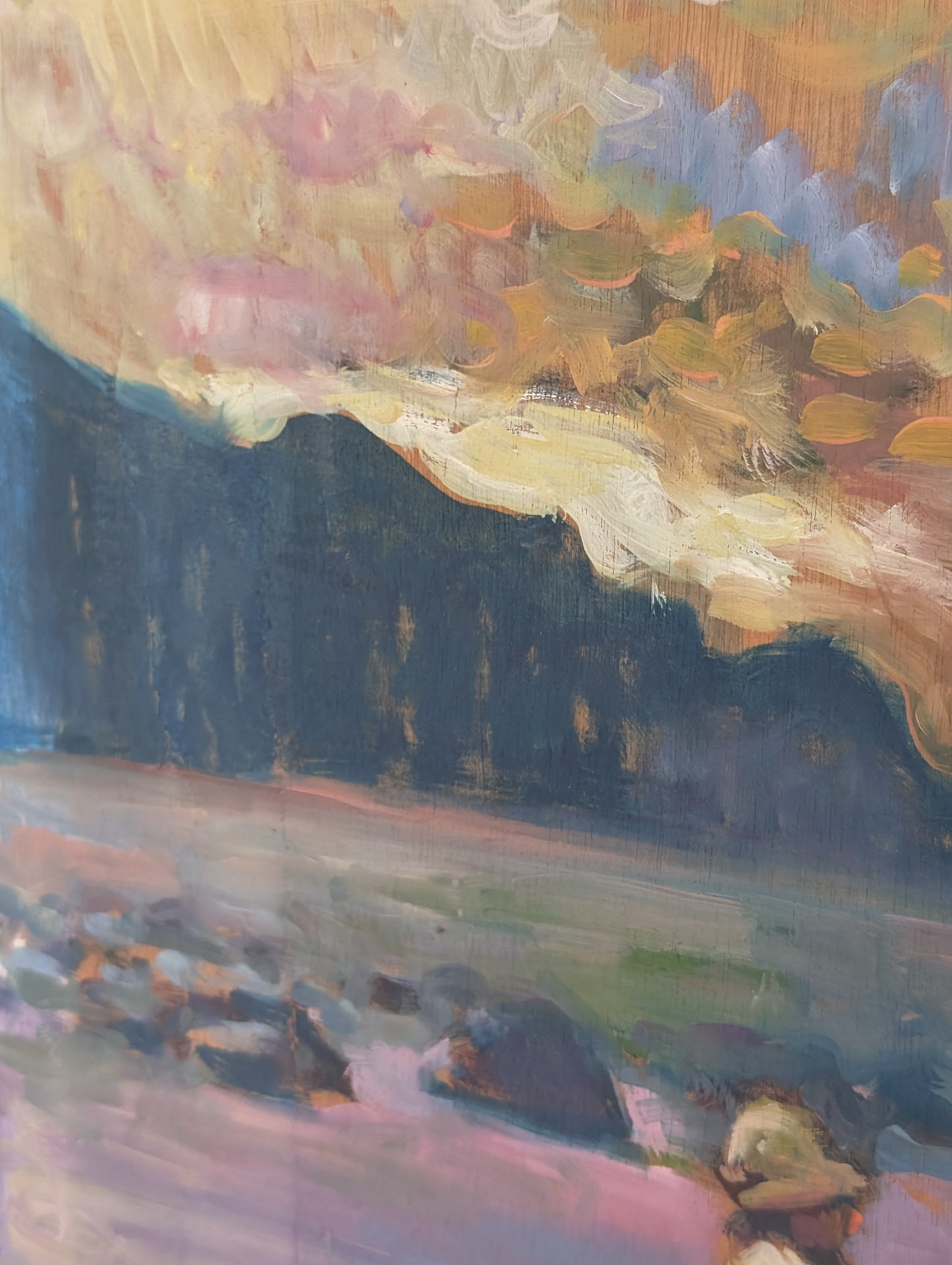 Bathers at Sunset (Les Baigneurs ) by Patrice Landauer - oil on board -