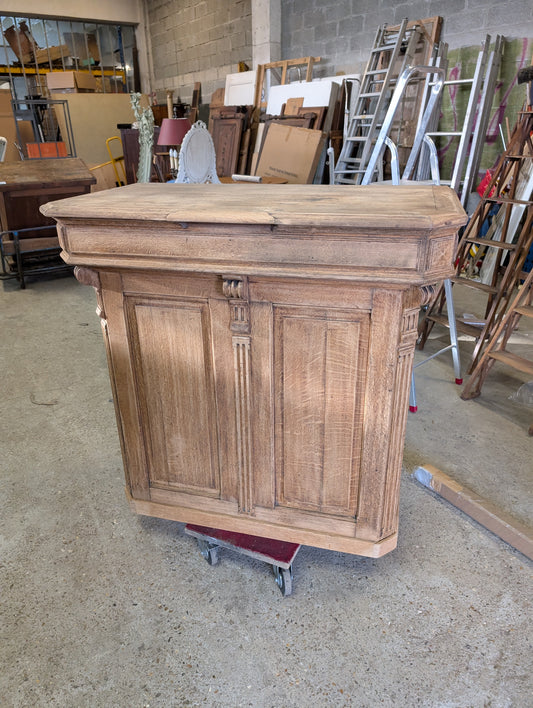 Antique French Oak Shop Counter Cabinet, 19th Century