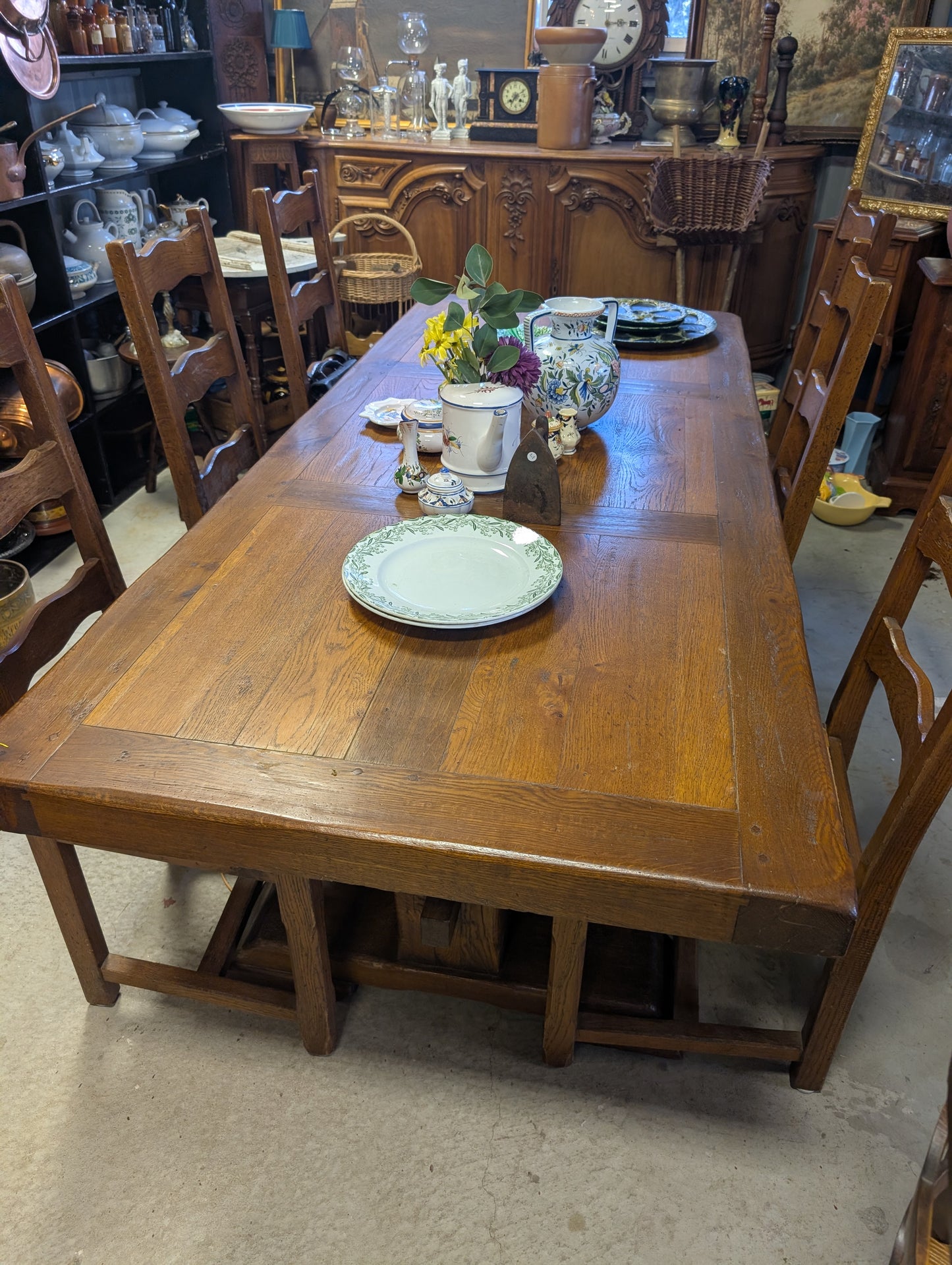 Rustic farmhouse dining set 6 chairs