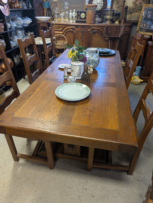 Rustic farmhouse dining set 6 chairs