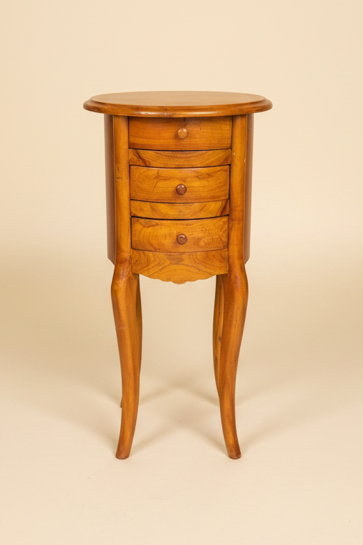 Provincial Round lamp/side table, with 3 drawers