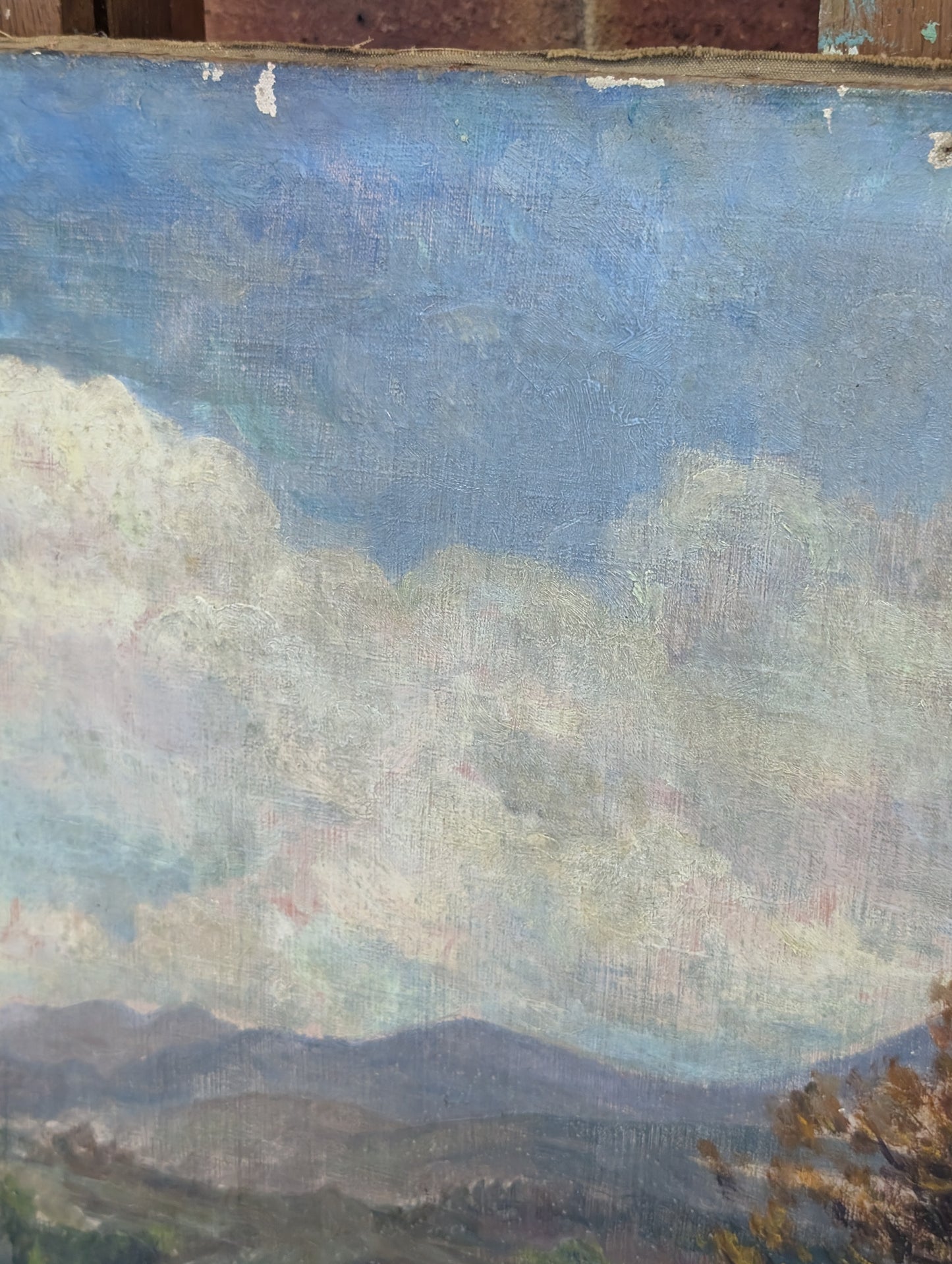 landscape plein-air oil painting created by E. Delebecque. Mid CXXth