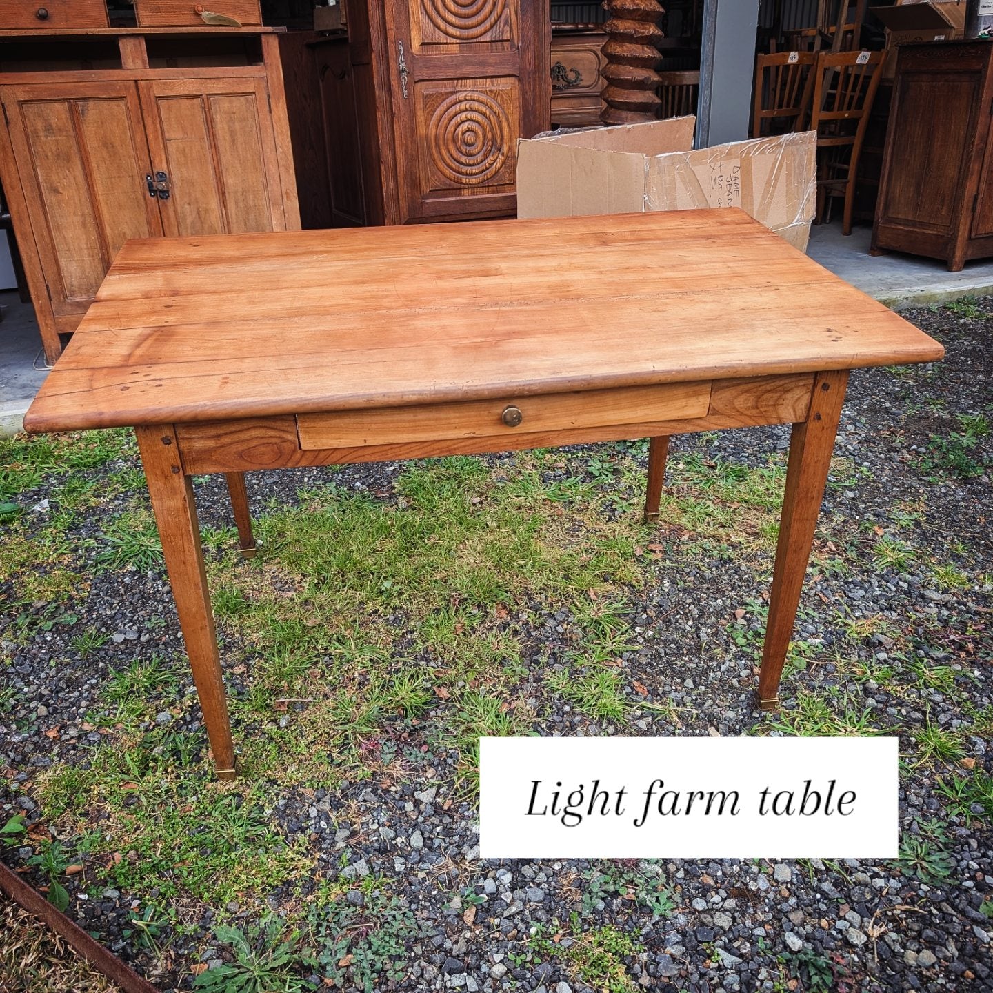 French pine table with big drawer