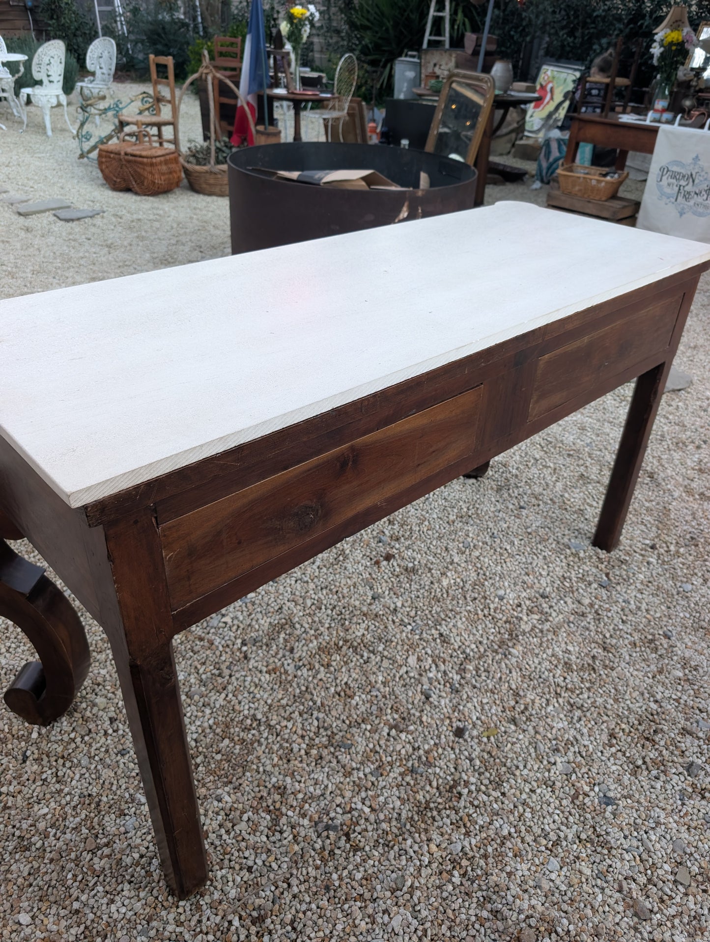 C19th French walnut console table