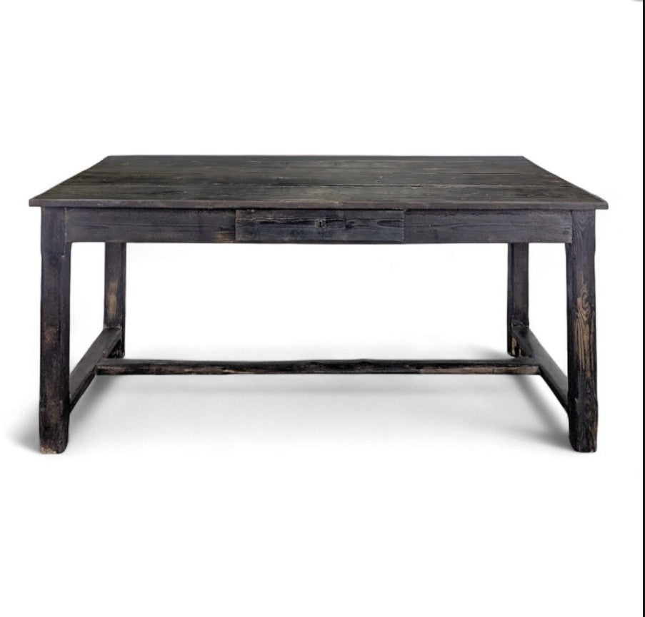 C19th French Yakisugi Ebonized Farm Table.