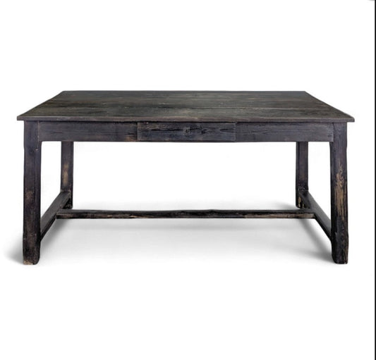 C19th French Yakisugi Ebonized Farm Table.