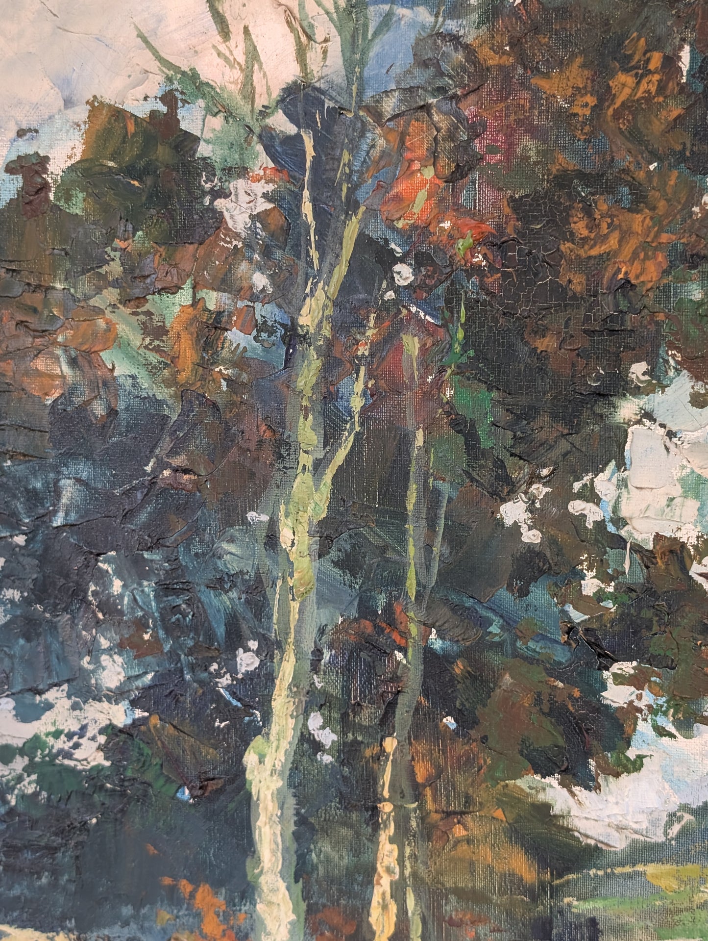 Landscape Oil Painting by Robert Falcucci – "La Petite Route"- Mid-Century French Impressionist