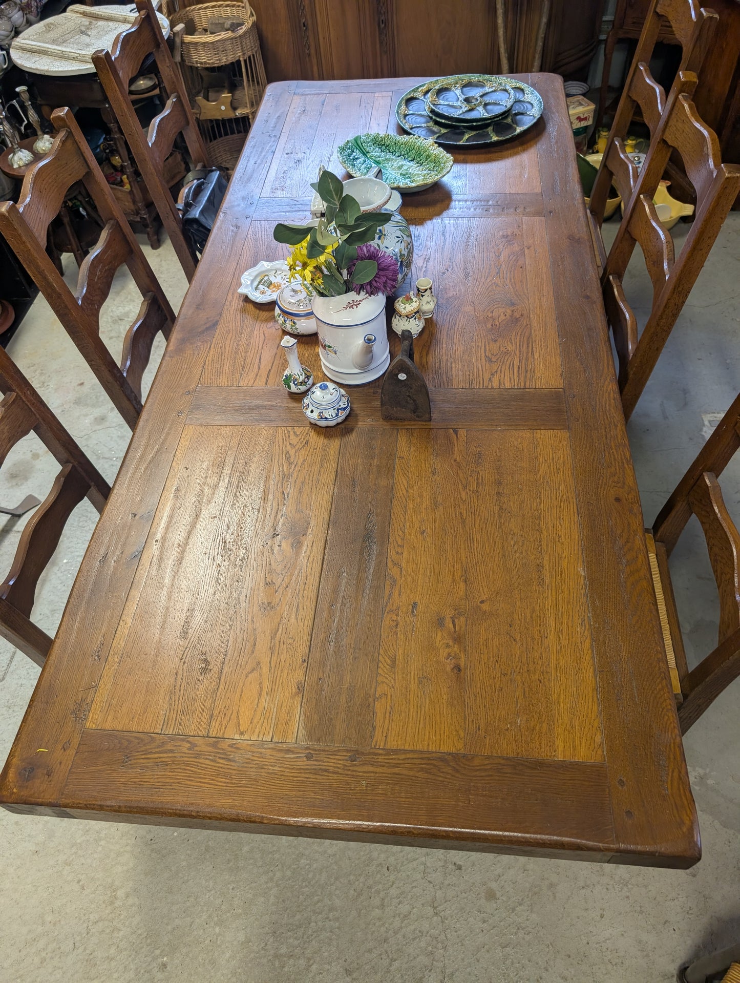 Rustic farmhouse dining set 6 chairs