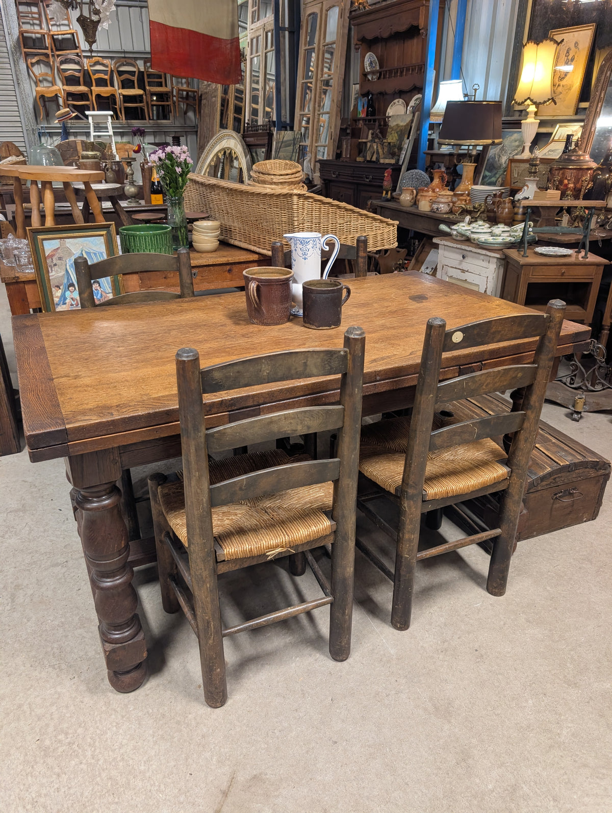 Rustic Oak farm table with extensions