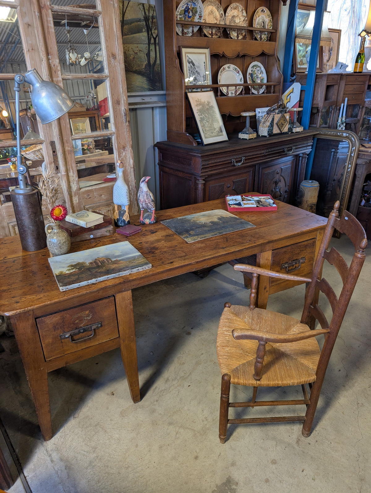 C19th French Provincial Fruitwood Center Desk