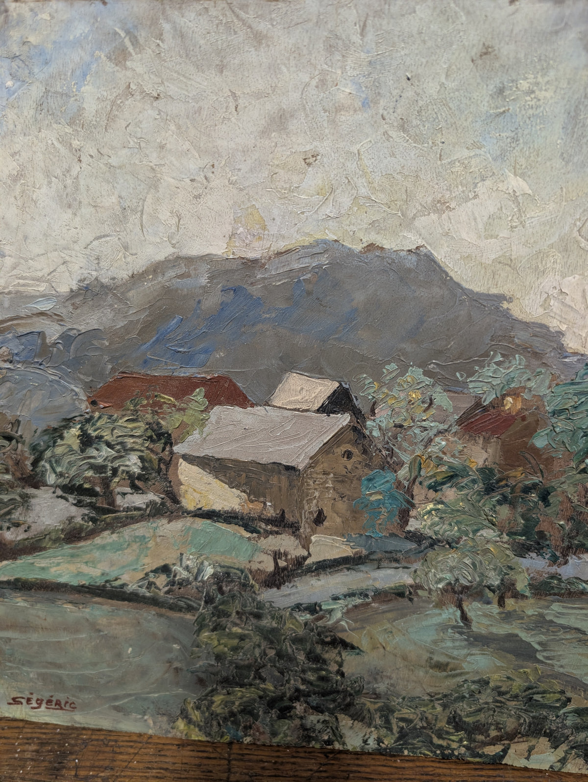 Vintage Mid-Century French Impressionist Landscape Oil Painting on Board – Signed "Ségéric"