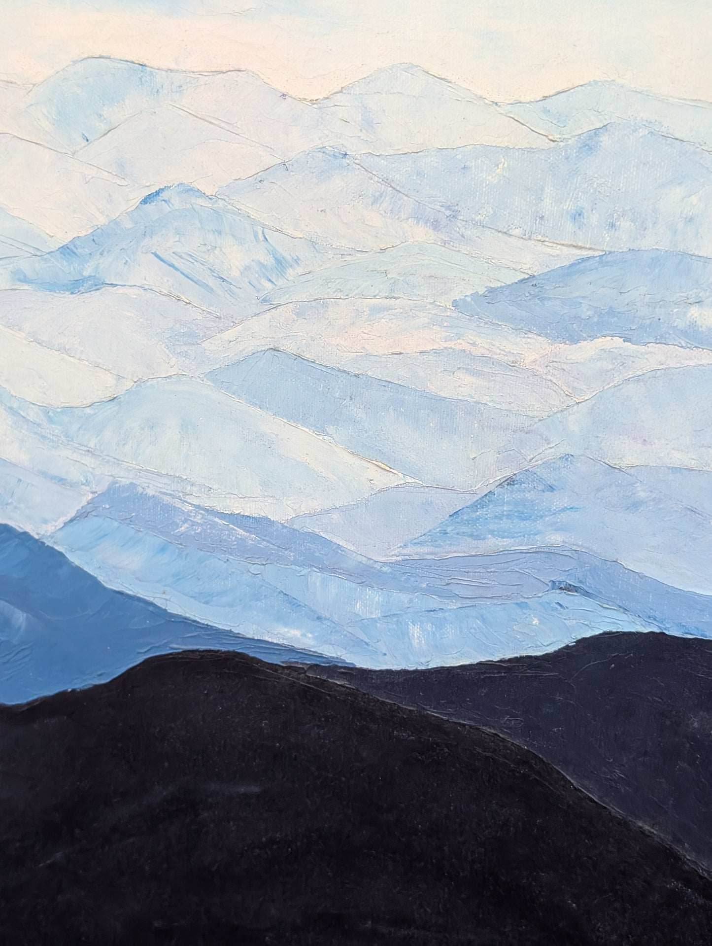 monochromatic receding mountain ridges by Danielle Rossi, 1981