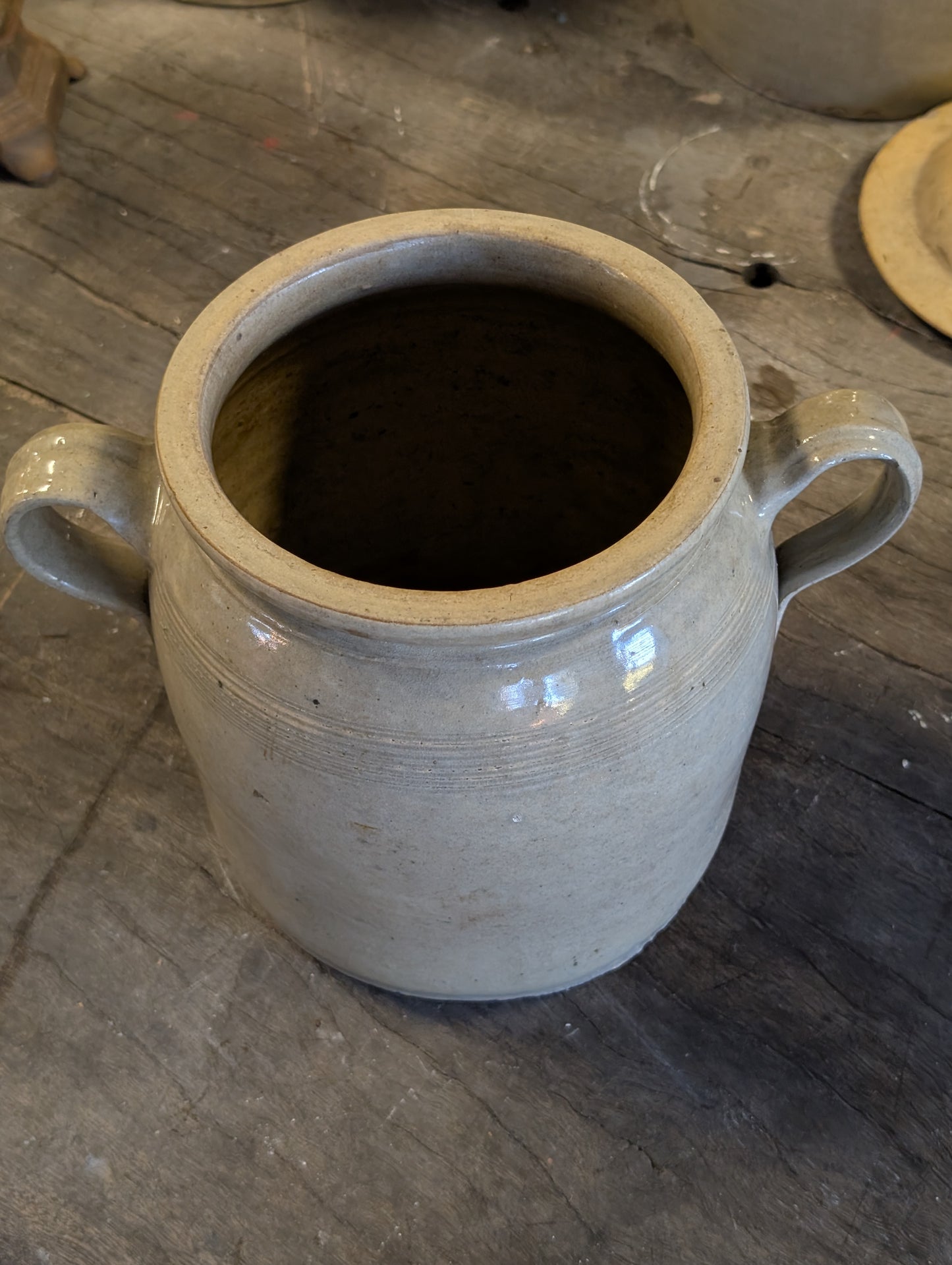 Authentic French antique stoneware confit pots