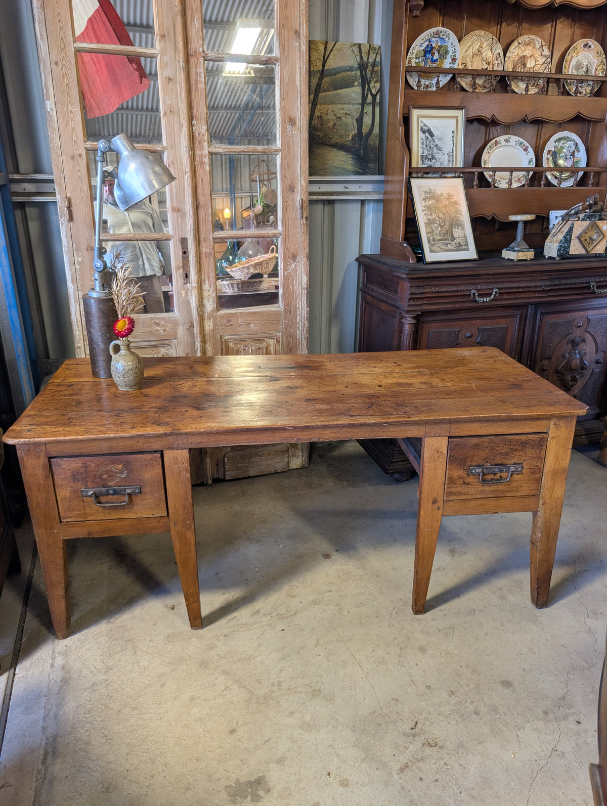 C19th French Provincial Fruitwood Center Desk