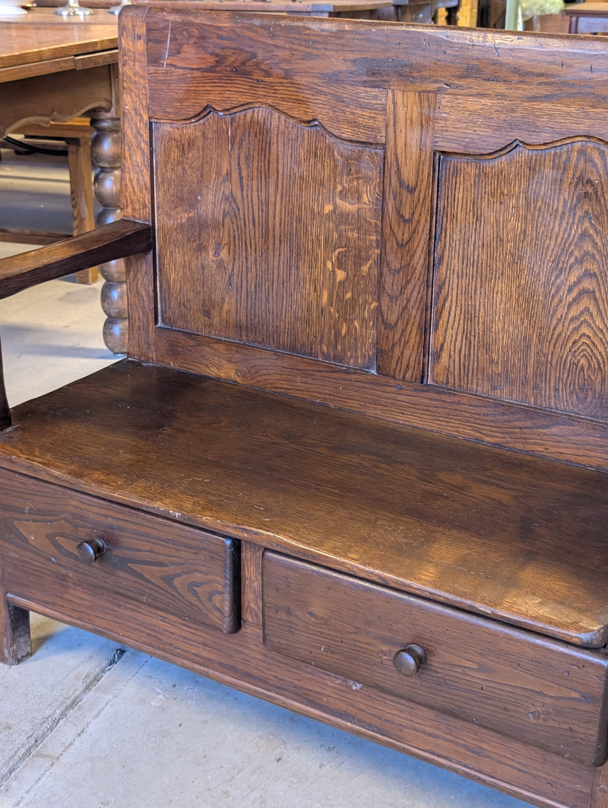 C19th French Provincial Oak Storage Bench / Hall Bench from Normandy