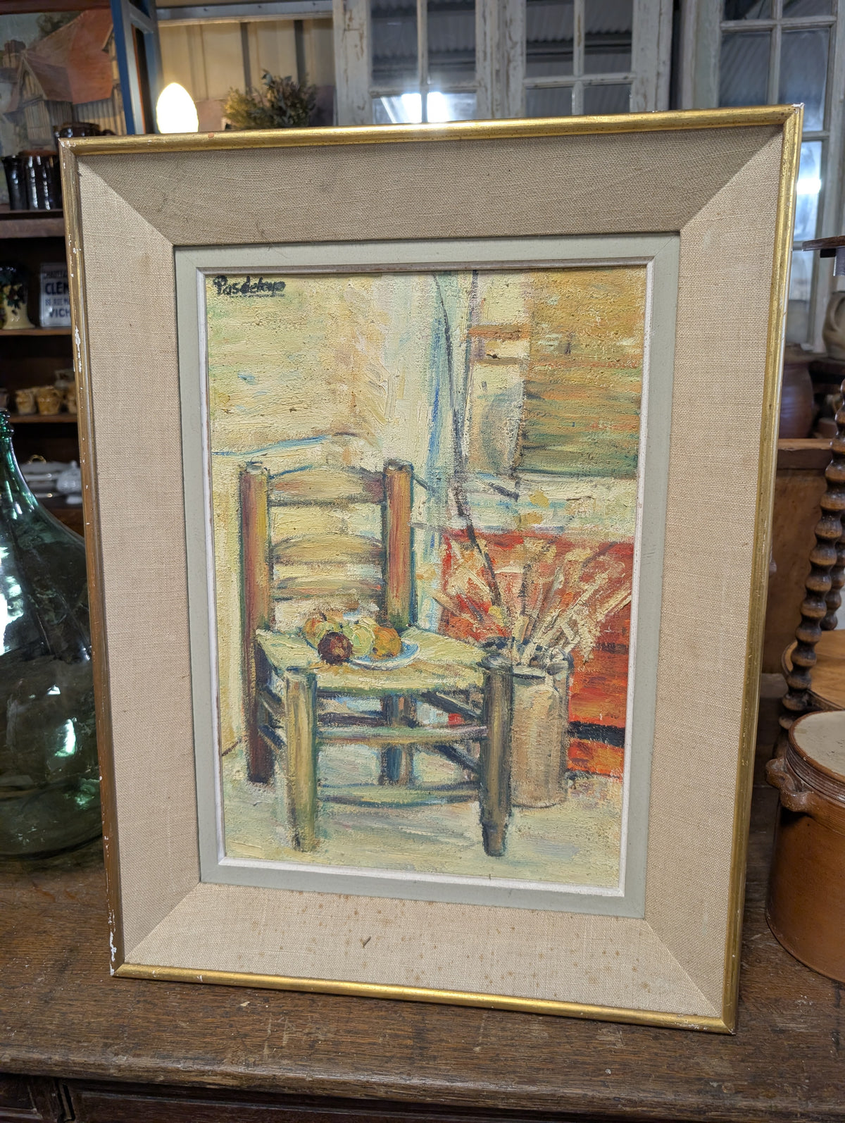 Mid-Century French Impressionist Still Life Oil Painting by Pasdeloup