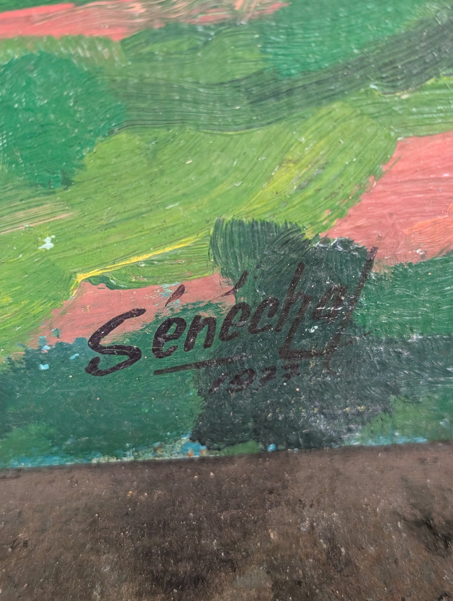 Sunset Over the Monastery – Original 1977 Oil Landscape by Sénéchal