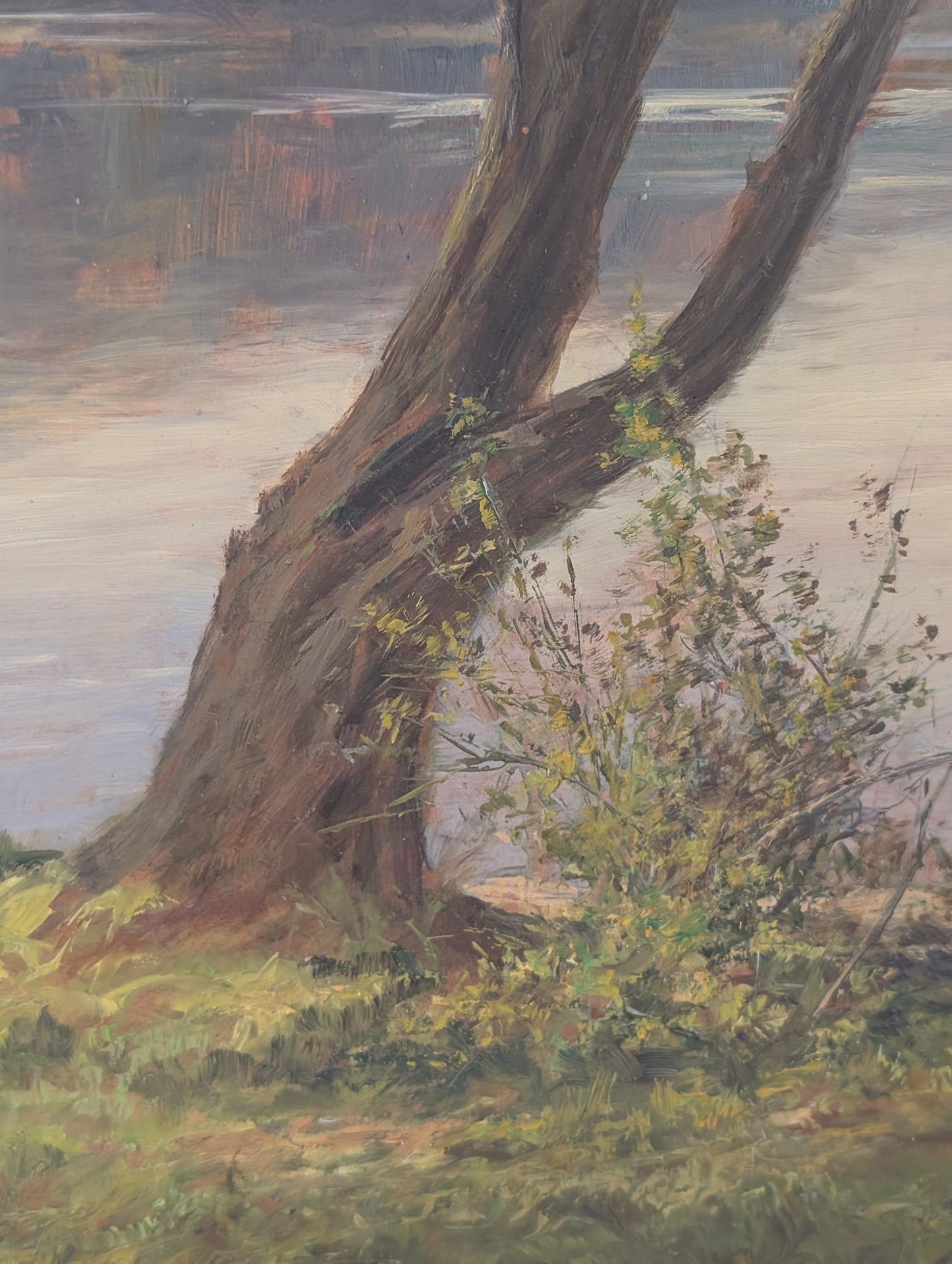 River landscape, France, oil on board mid CXXth