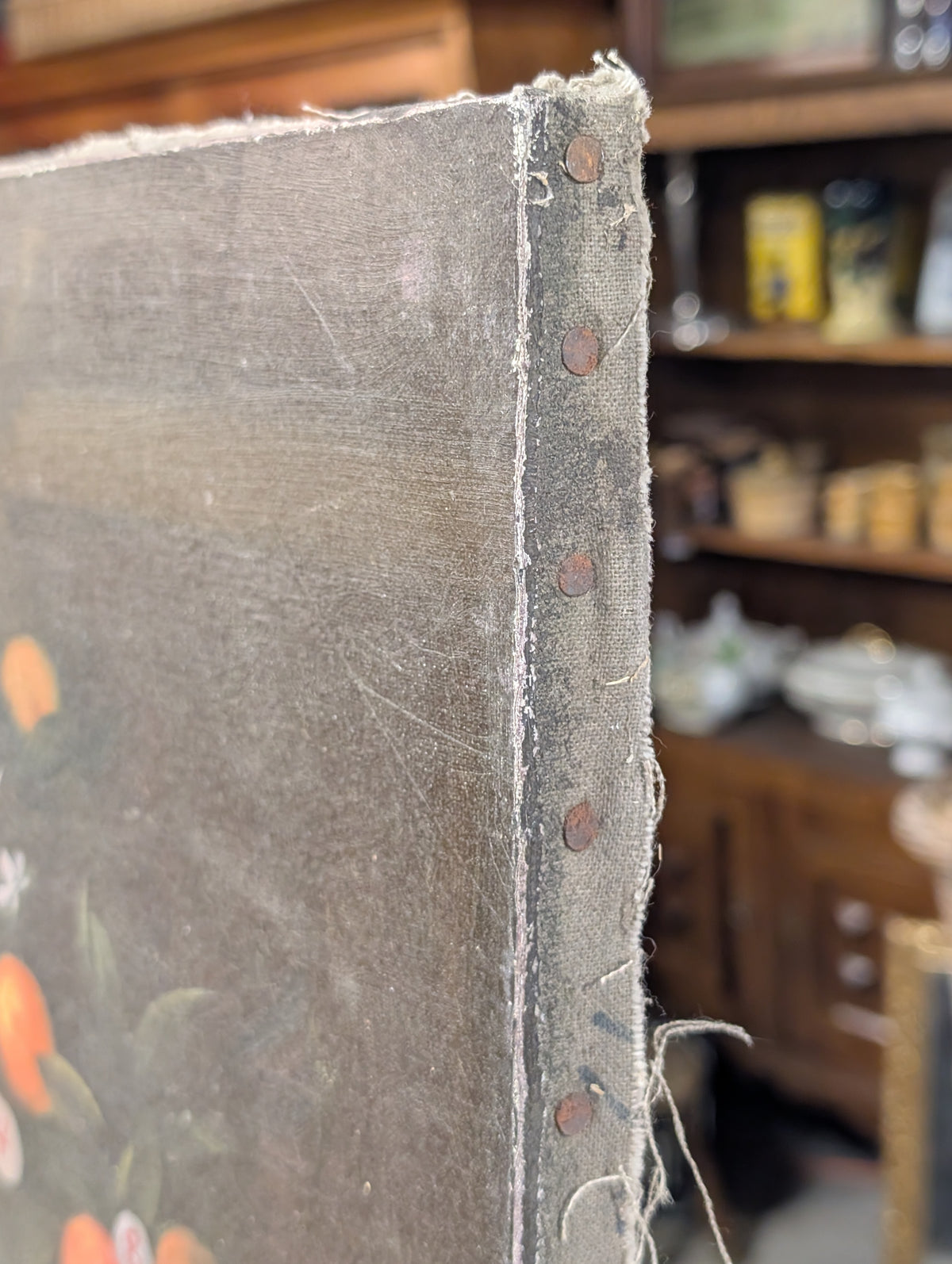 Large Vintage Italian Baroque Citrus Oil Painting – Hand-Painted Still Life Canvas (The Bimbi Citrus Study)