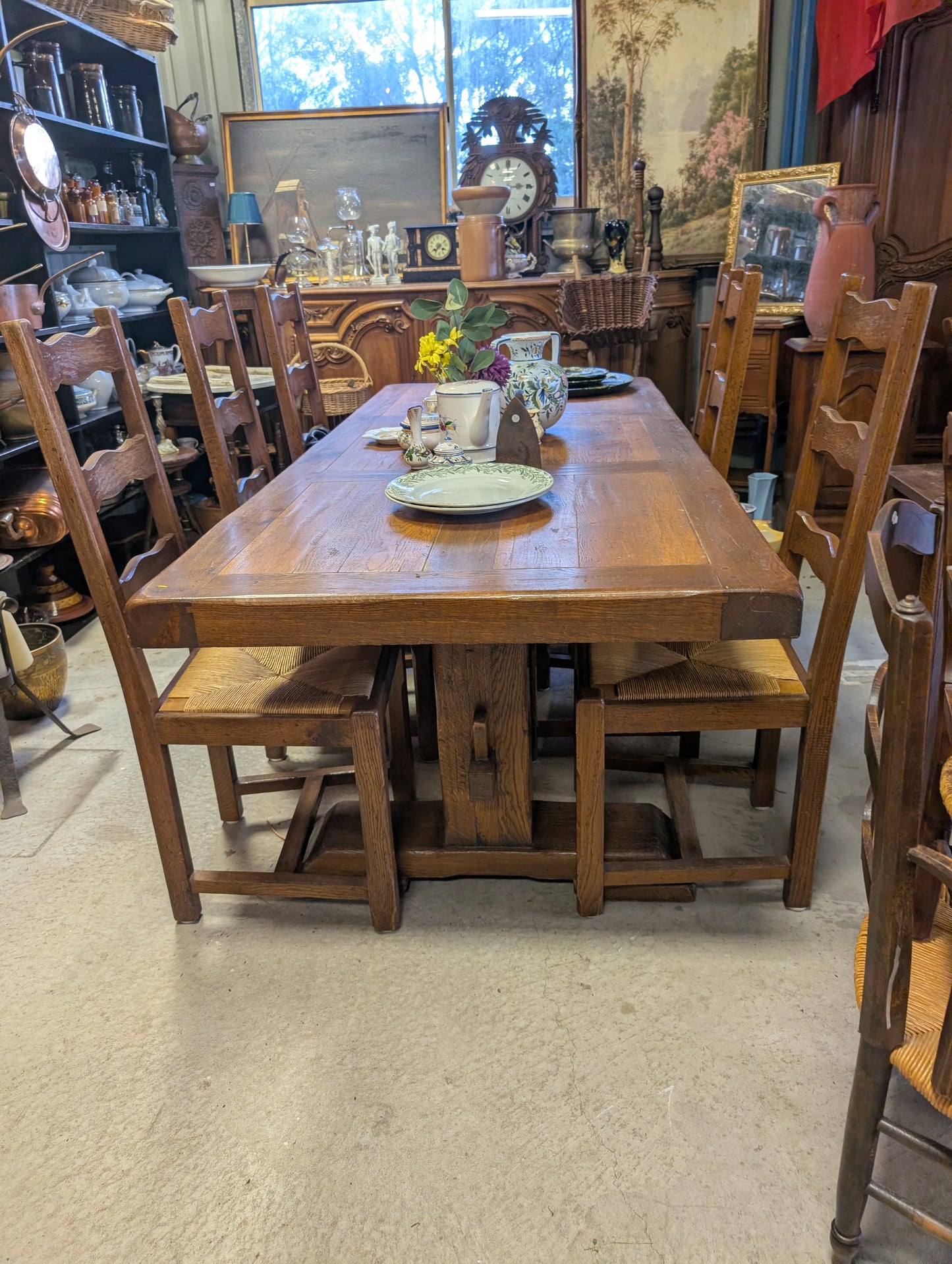 Rustic farmhouse dining set 6 chairs