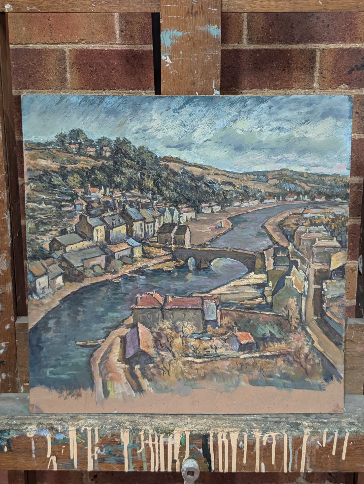Post impressionist landscape - oil on board - P.Lezy - mid CXXth