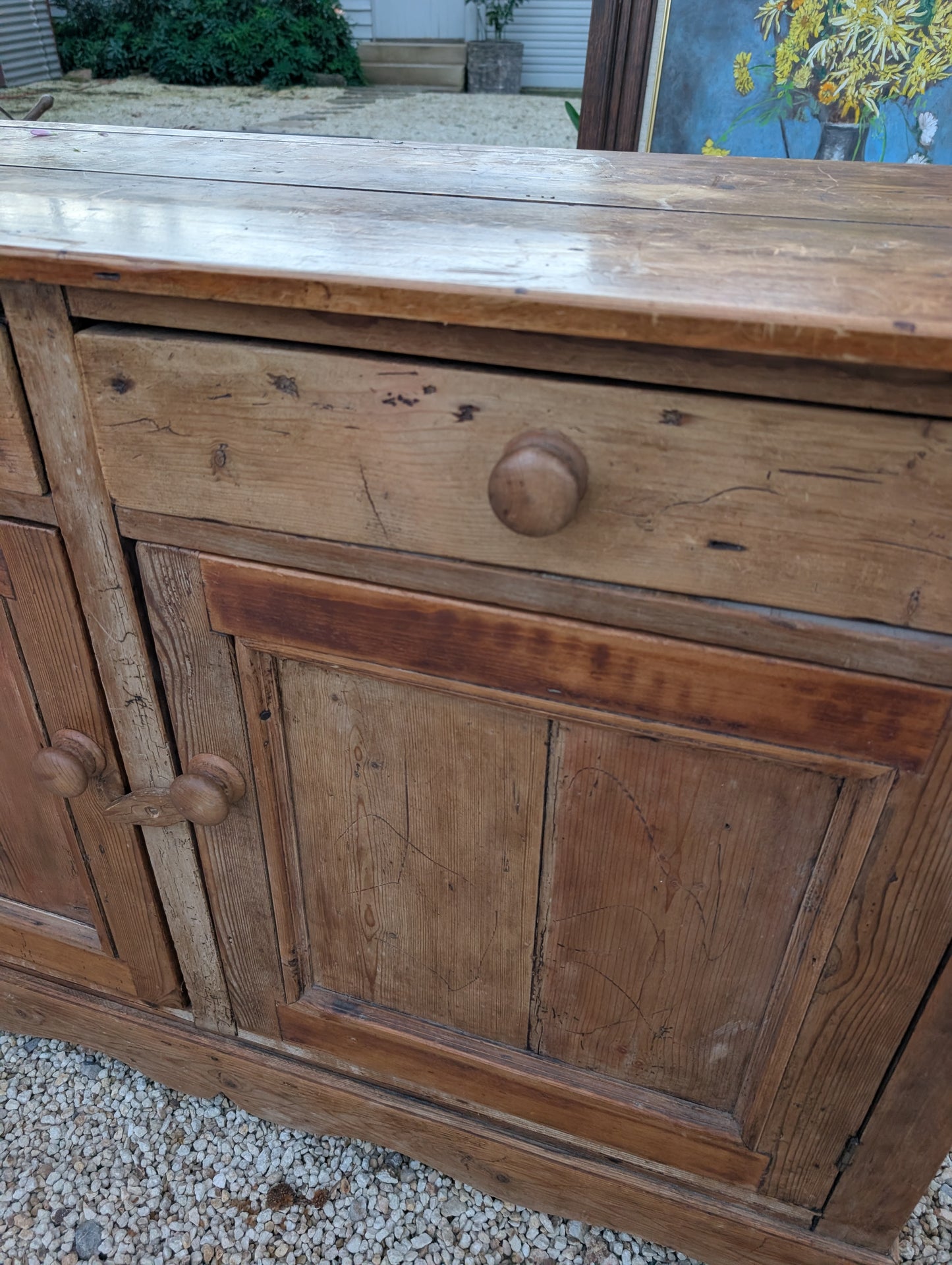 Rustic pine two-door cabinet