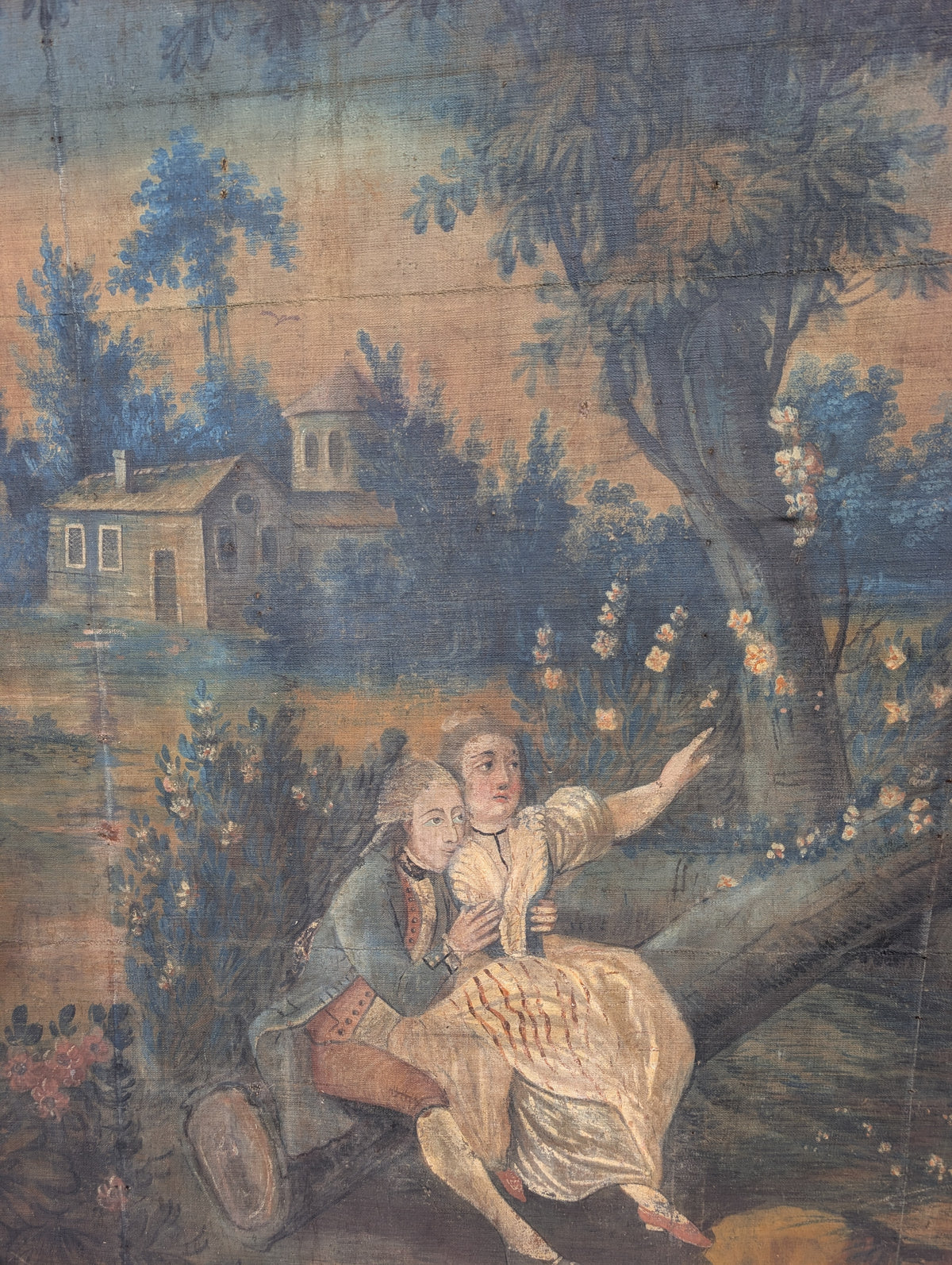 Monumental Oil On Canvas in the style of the C18th decorated with gallant scenes
