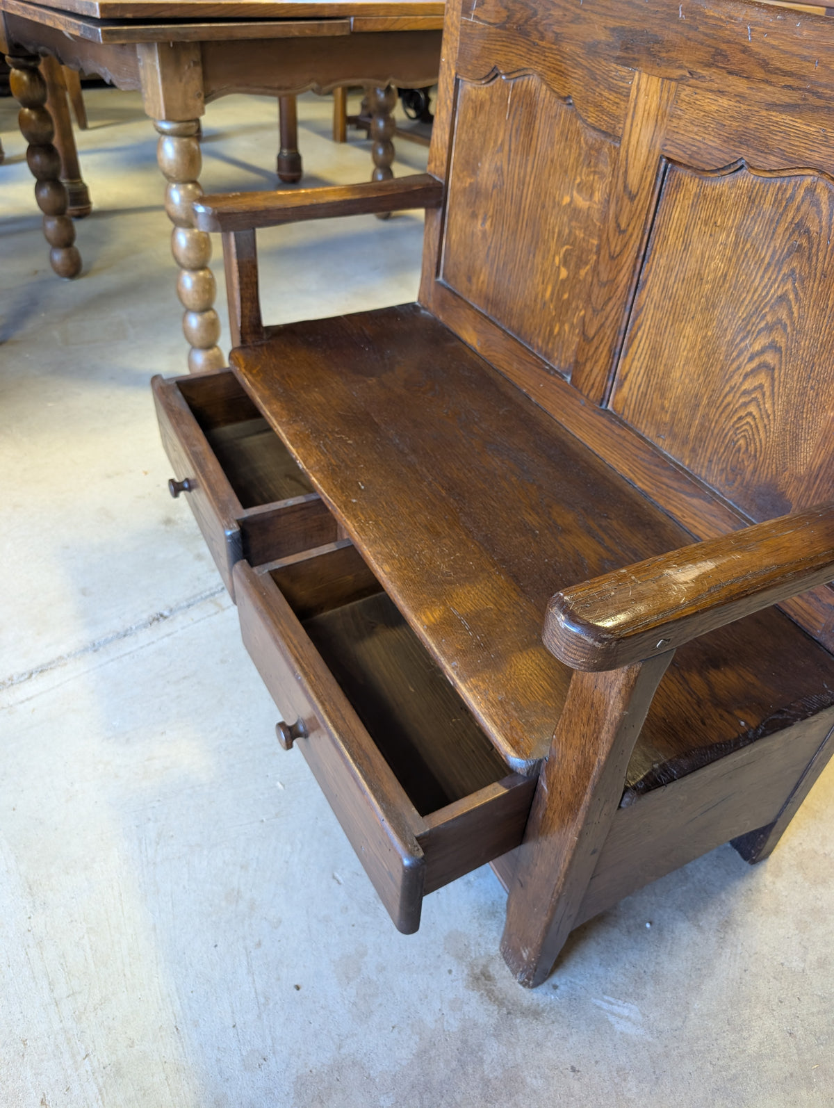 C19th French Provincial Oak Storage Bench / Hall Bench from Normandy