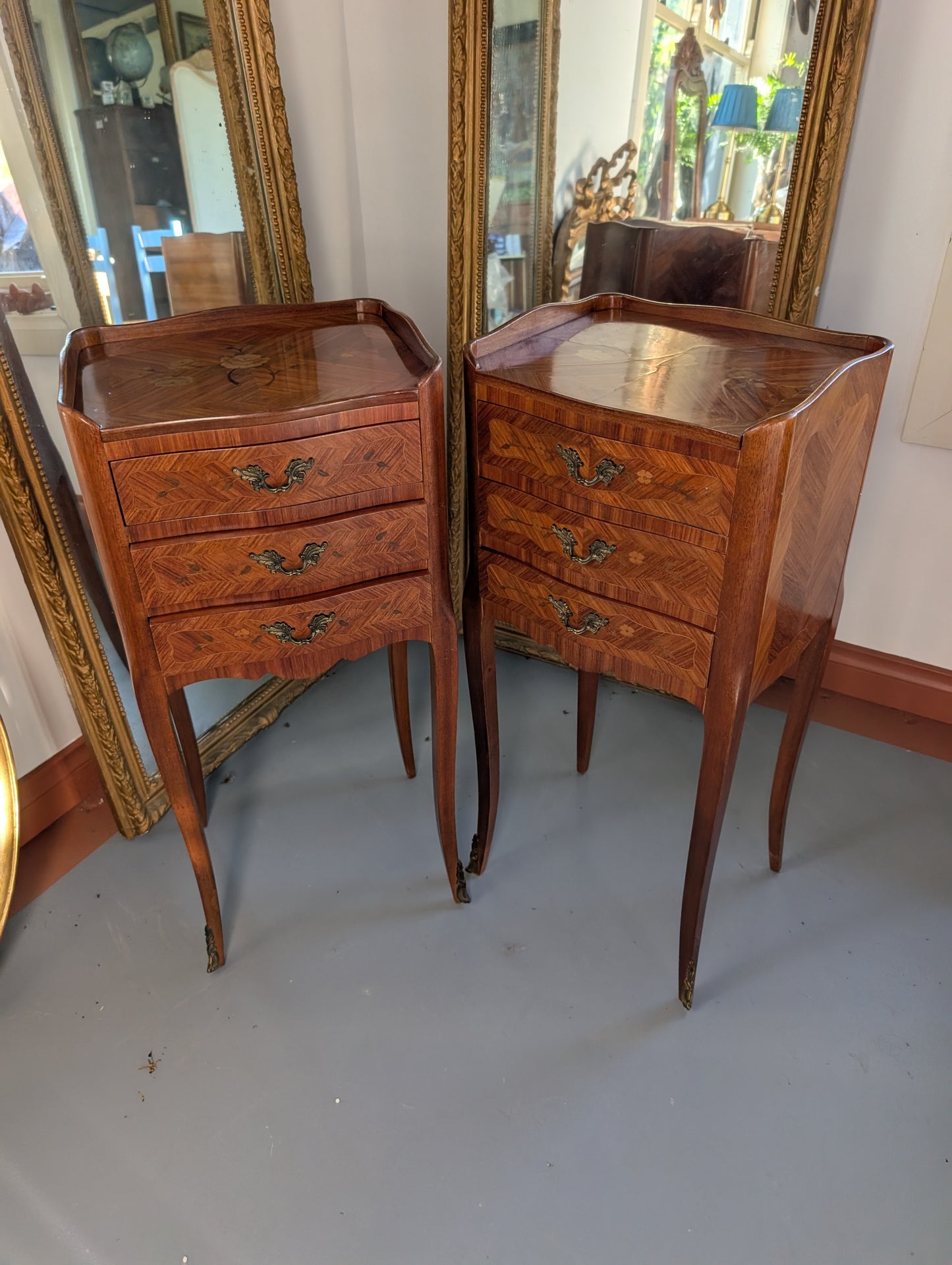 Pair of Louis XV style Rosewood Bedside tables
